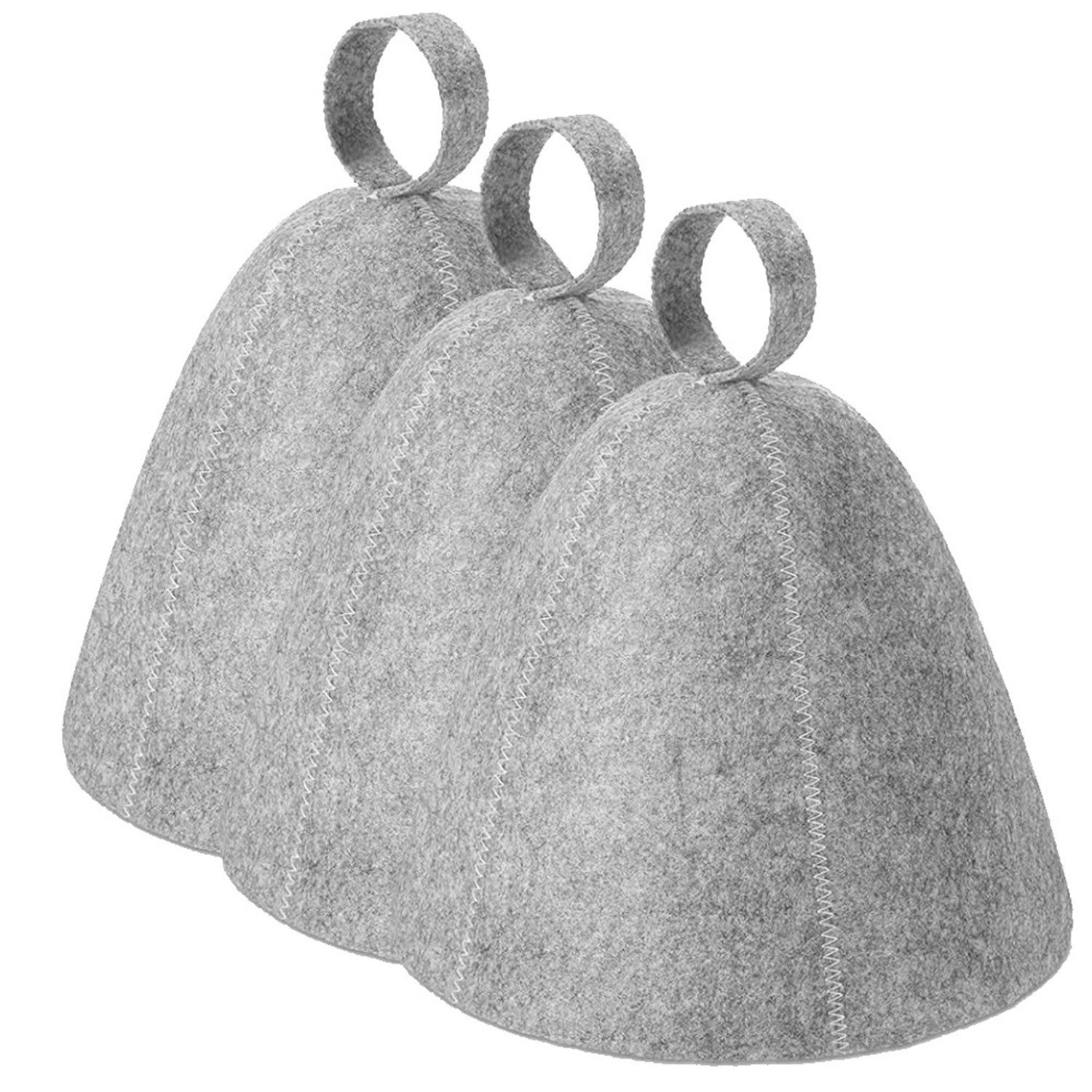 Duschhaube 3 Stück Saunahut Sauna Filzhut, Saunamütze für Damen und Herren