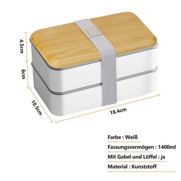 MDHAND Lunchbox 1400ml Brotdose mit Fächern für Kinder/Erwachsene, Kunststoff, (1-tlg), Mahlzeiten Brotdose mikrowellengeeignet