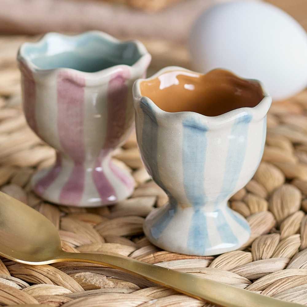 Bloomingville Eierbecher Bloomingville Eierbecher WILLA mit Streifen 2er Set