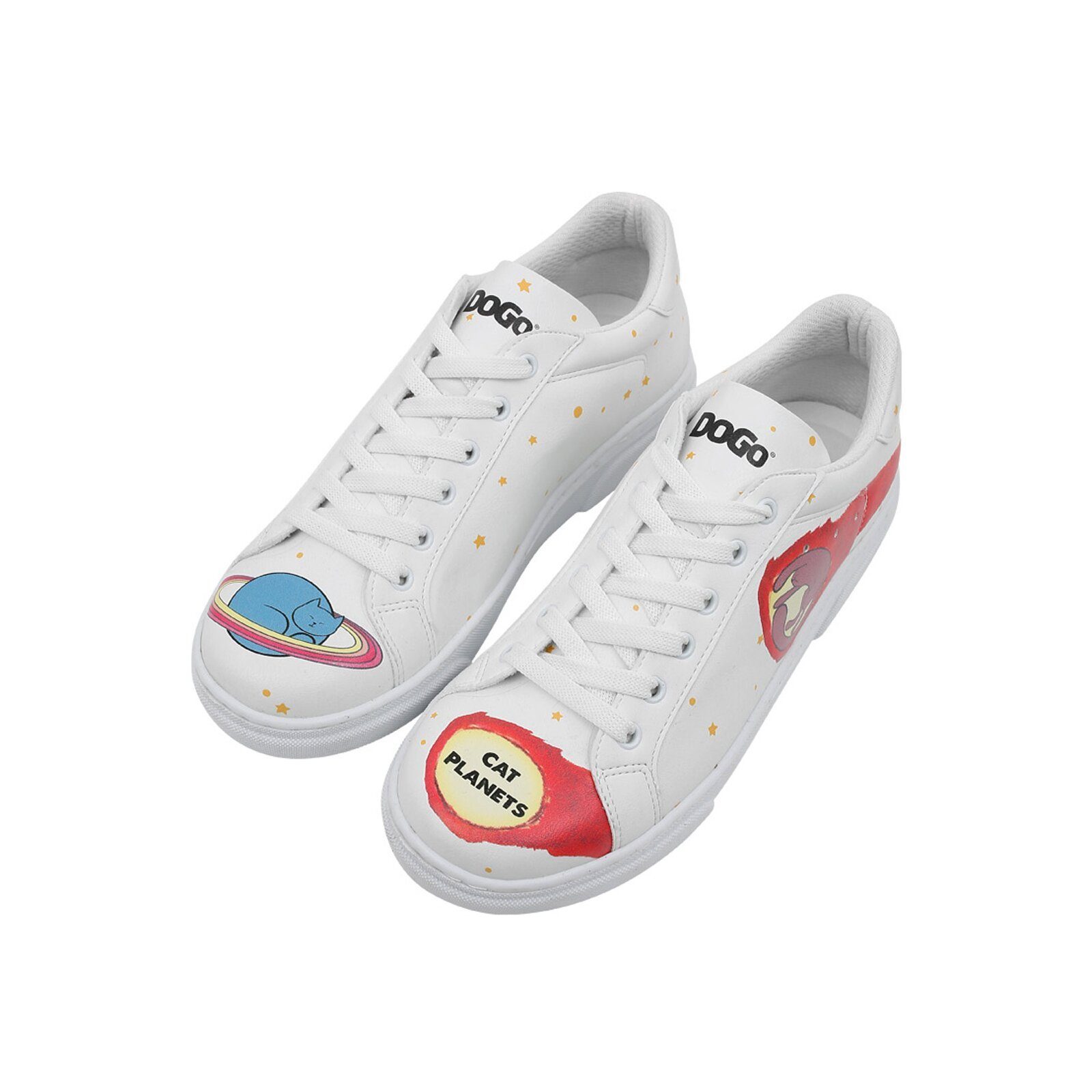 DOGO Ace Low-Top Sneaker Cat Planets Damen Sneaker Sneaker Handgefertigt