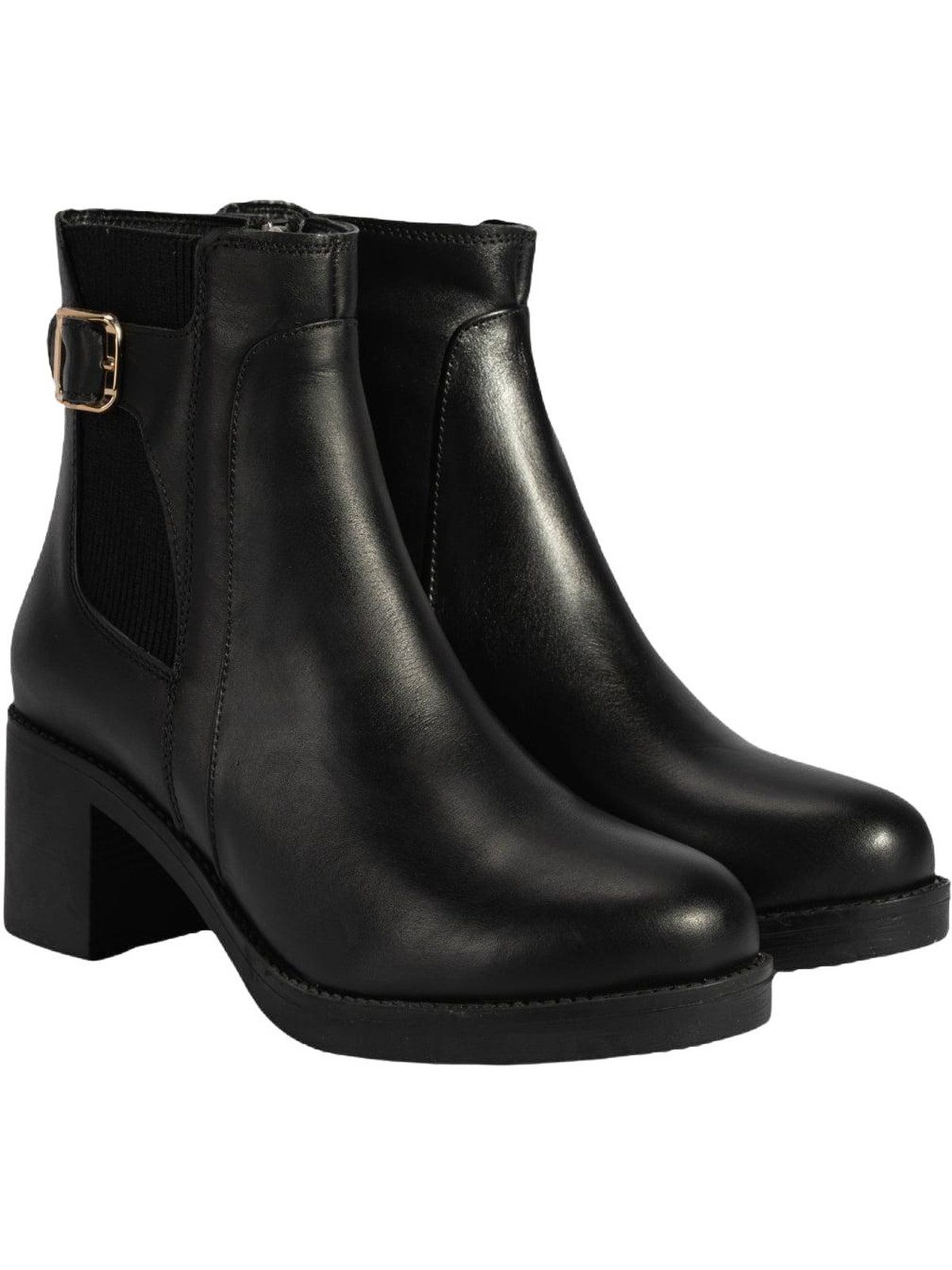 Desa Damen-Ankle-Boots – Echtleder, Blockabsatz, Reißverschluss, atmun Stiefel