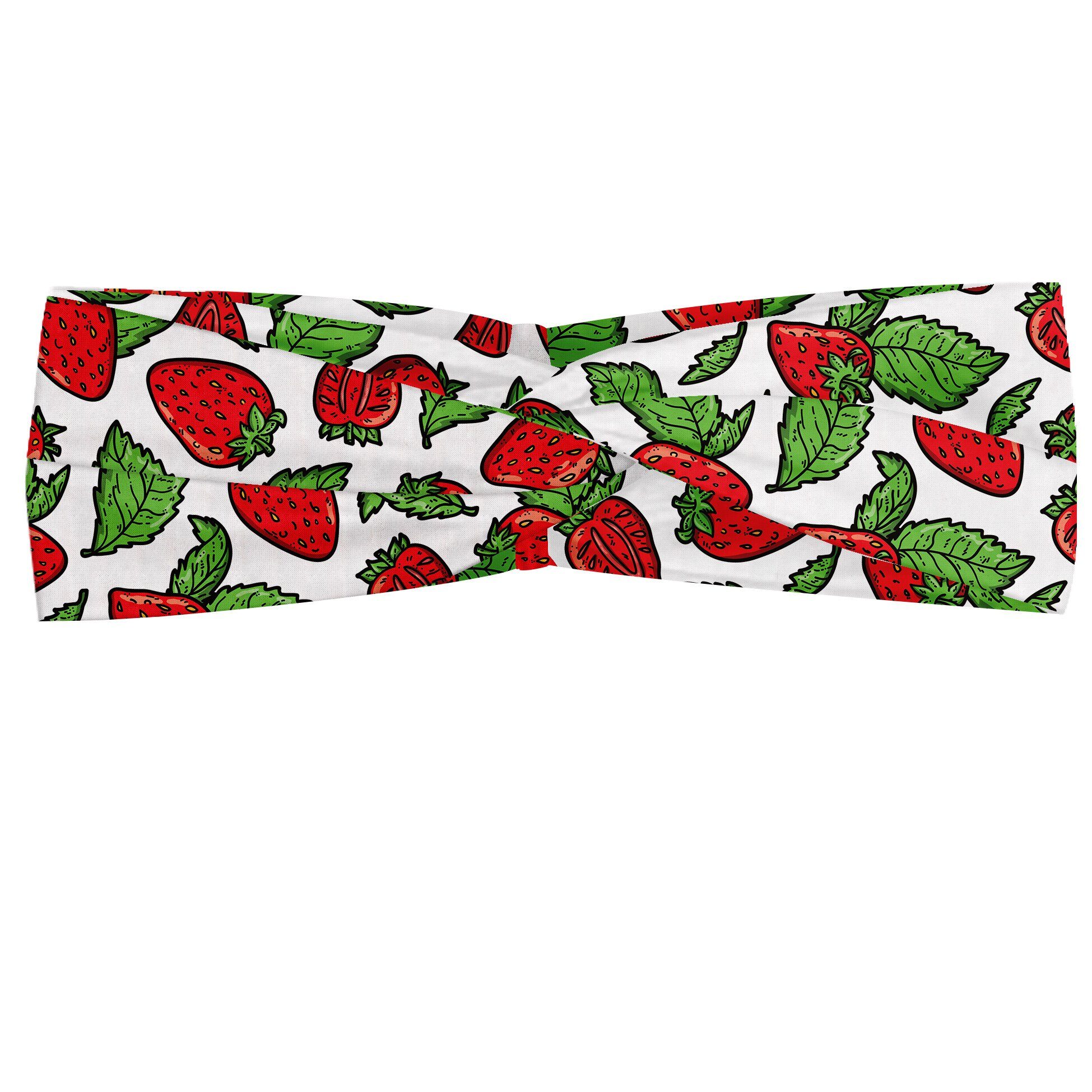 Abakuhaus Stirnband Elastisch und Angenehme alltags accessories Obst Saftige Erdbeeren Blätter