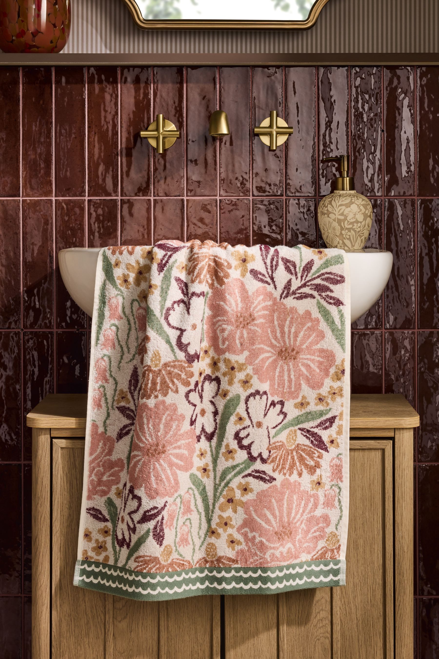 Next Handtuch Herbstliches Handtuch mit Blumenmuster, (1-St)