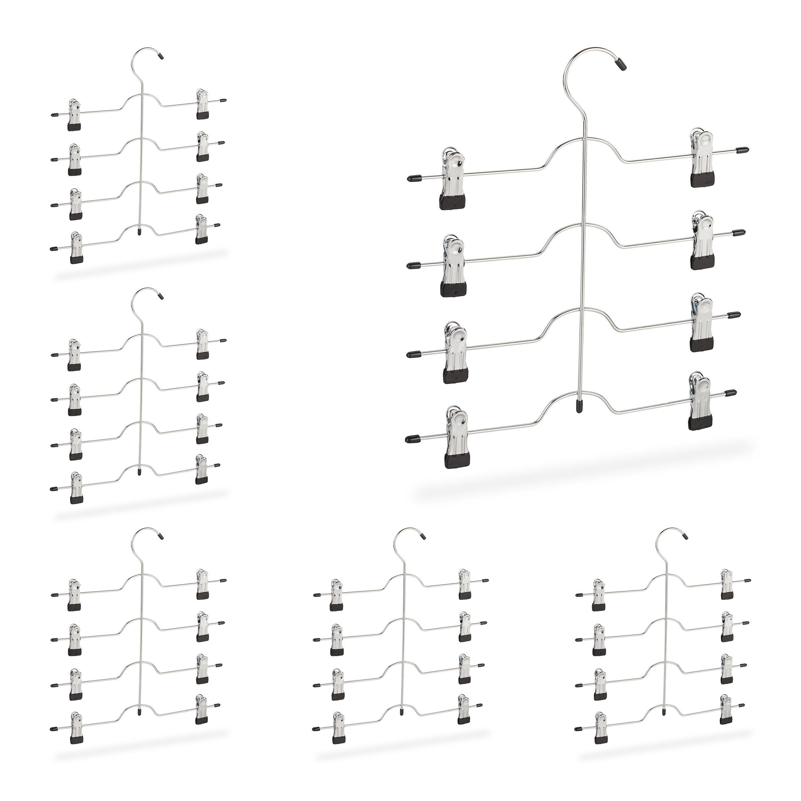 relaxdays Mehrfach-Kleiderbügel 24 x Raumsparbügel silber