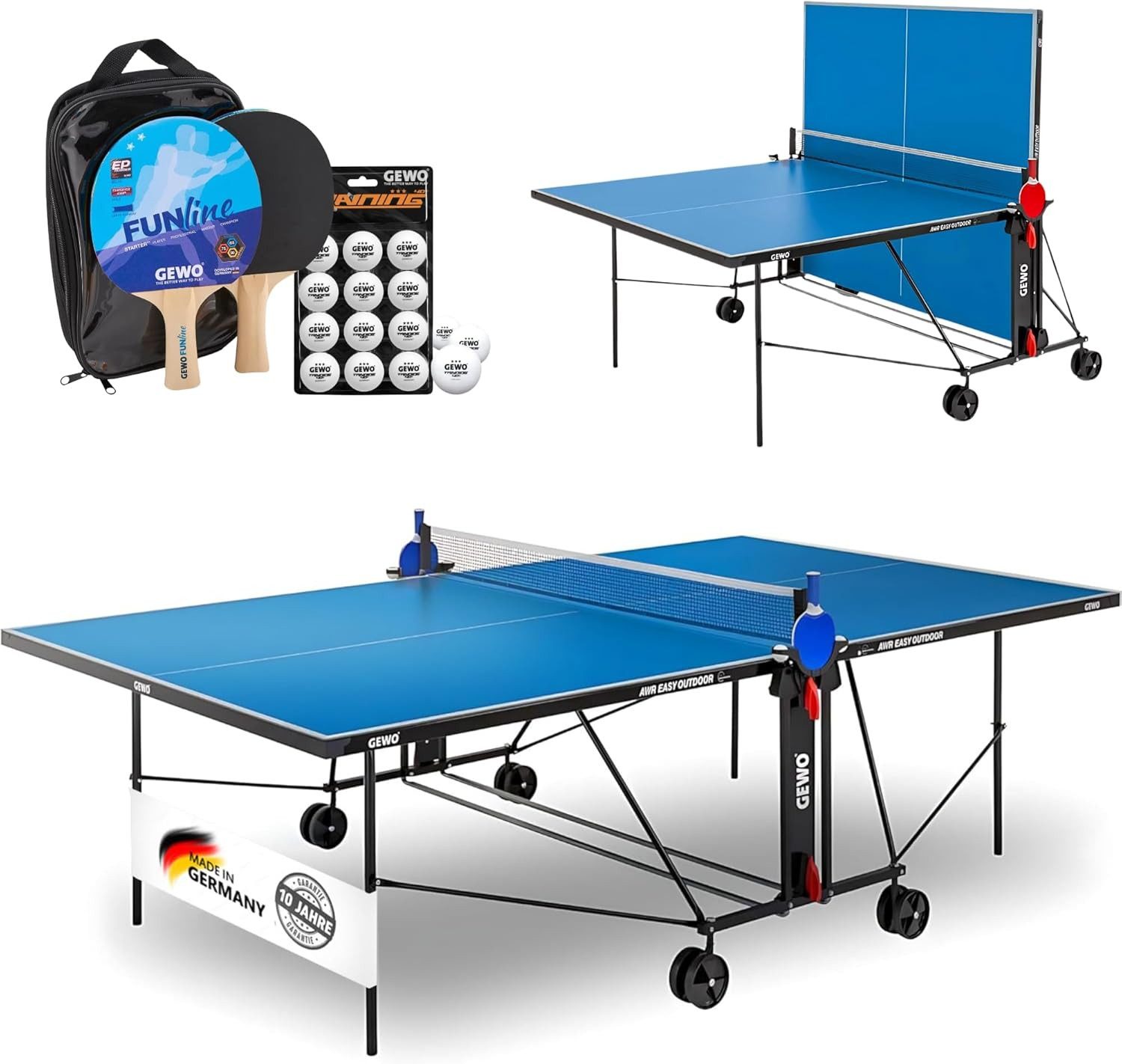 Gewo Tischtennisplatte Outdoor AWR Easy, Tischtennistisch klappbar, blau (1-tlg)