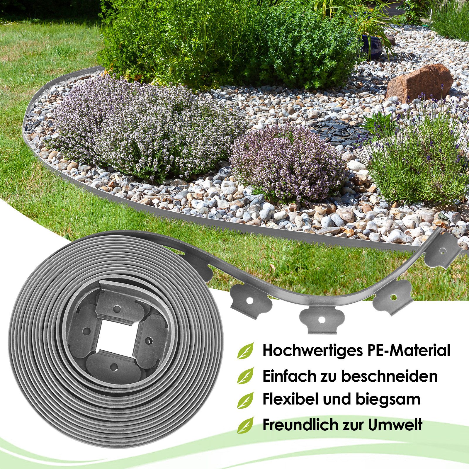TLGREEN Rasenkante Mähkante Gartenzaun, 20m Flexible günstig online kaufen
