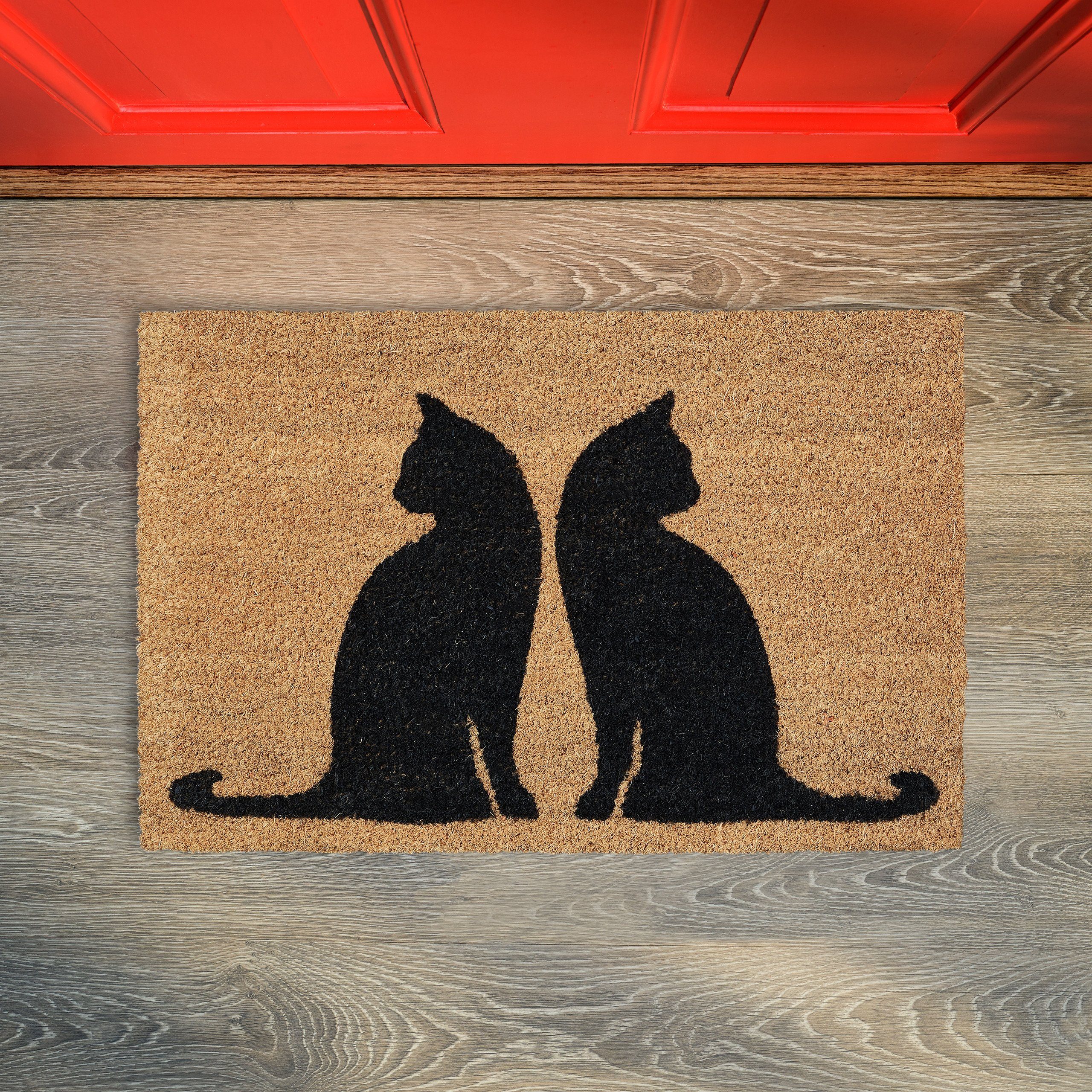 relaxdays Fußmatte Kokos Fußmatte mit Katzenmotiv, günstig online kaufen