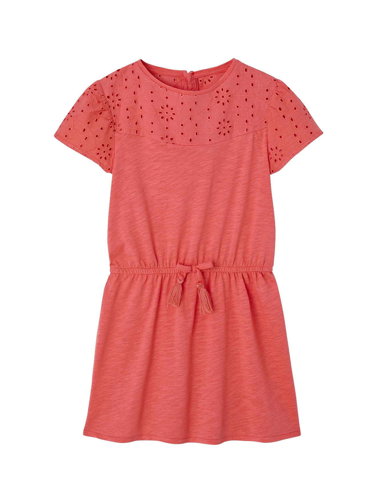 Minikleid Mädchen Kleid mit Lochstickerei