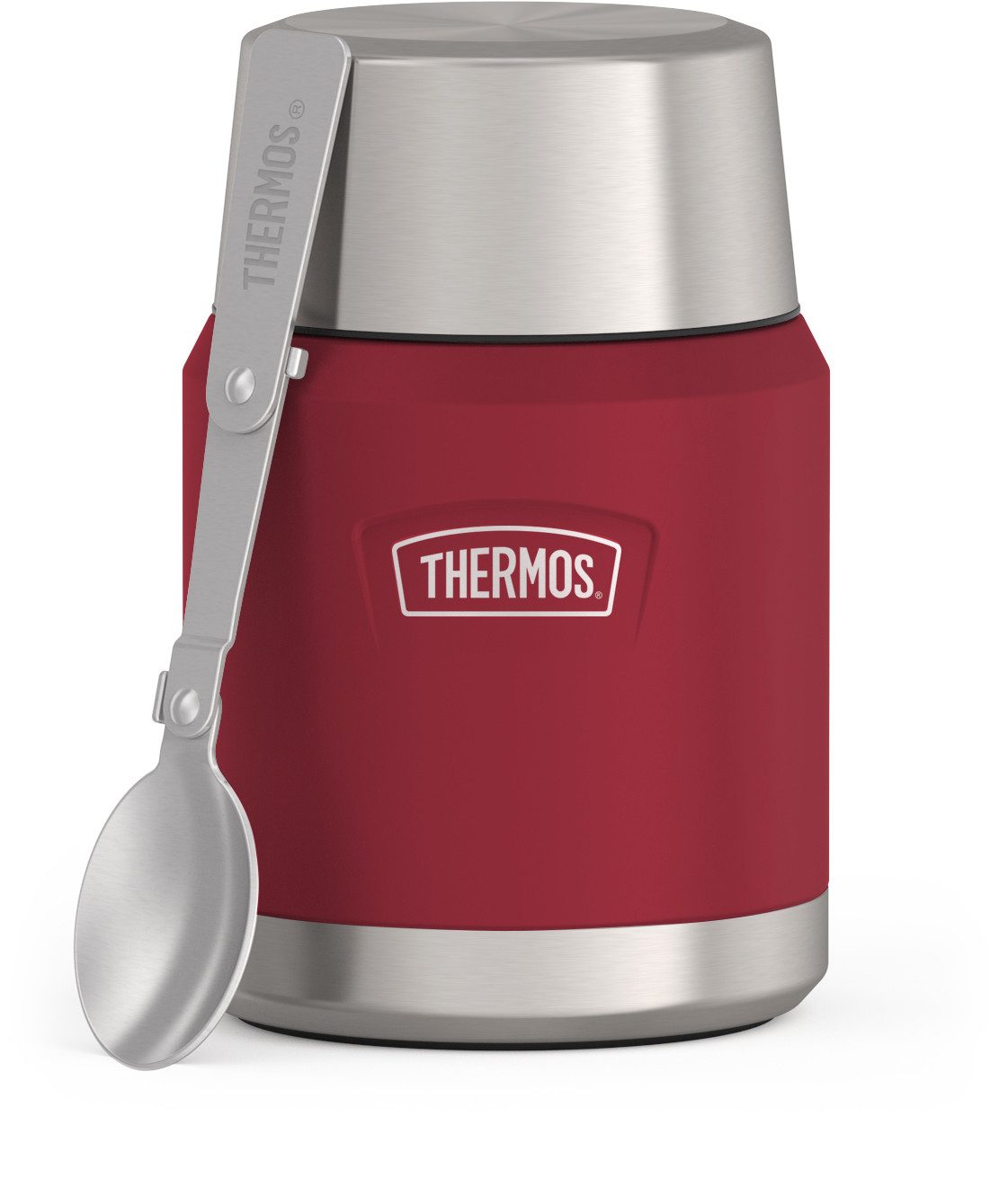 THERMOS Thermobehälter ICON FOOD JAR, Thermobehälter für Essen, spülmaschinenfest, Edelstahl, Kunststoff, Silikon, (1-tlg), 0,47l, 10h heiß & 24h kalt, dicht & auslaufsicher, mit Löffel