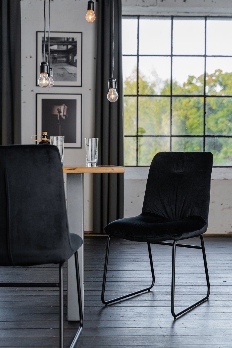 KAWOLA Esszimmerstuhl ZITA, Stuhl Velvet, 1 oder 2 Stück, verschiedene Farben schwarz