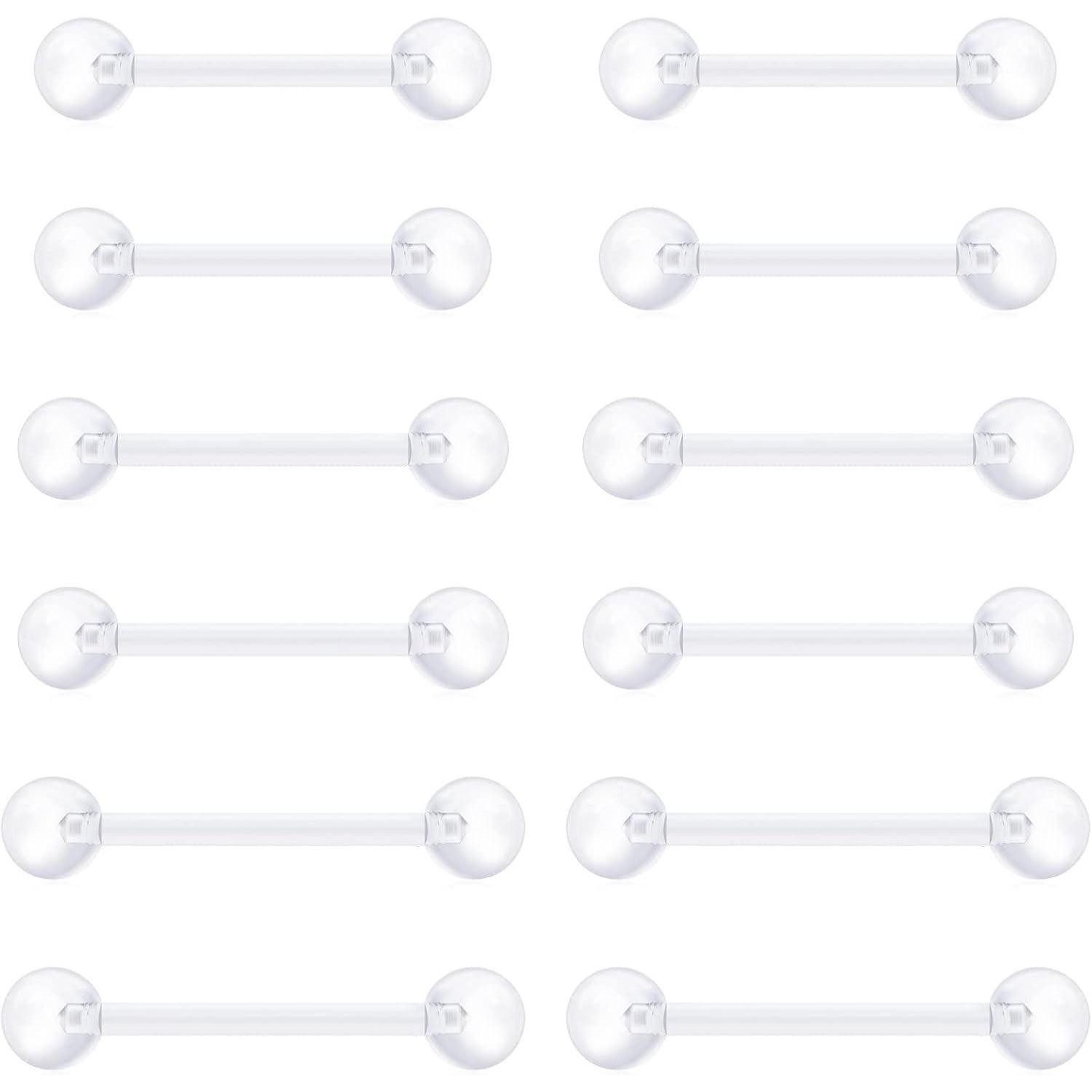 Briana Williams Piercing-Set Bioflex Zungenpiercing Set Acryl 14G 12/14/16/18mm Piercing Schmuck