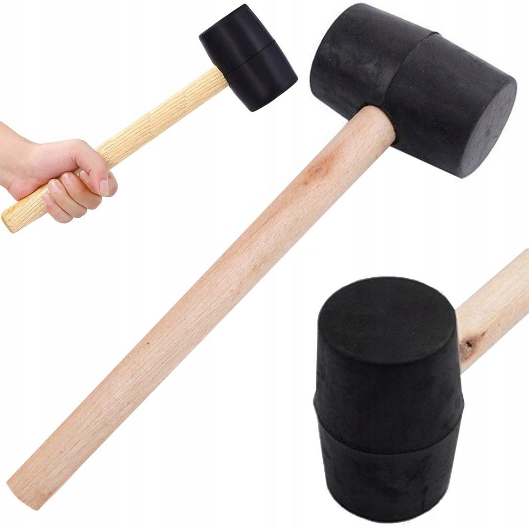 RACEL Gummihammer Gummihammer 220g Schwarz Schonhammer Holzgriff Rückschlagsfrei (1-St), Schonend & präzise