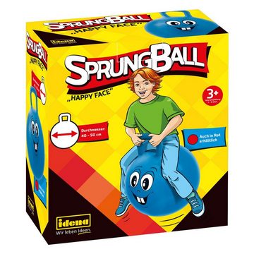 Idena Hüpfball Idena Sprungball "Happy Face" blau ø 40 cm - 50 cm Hüpfball Springball