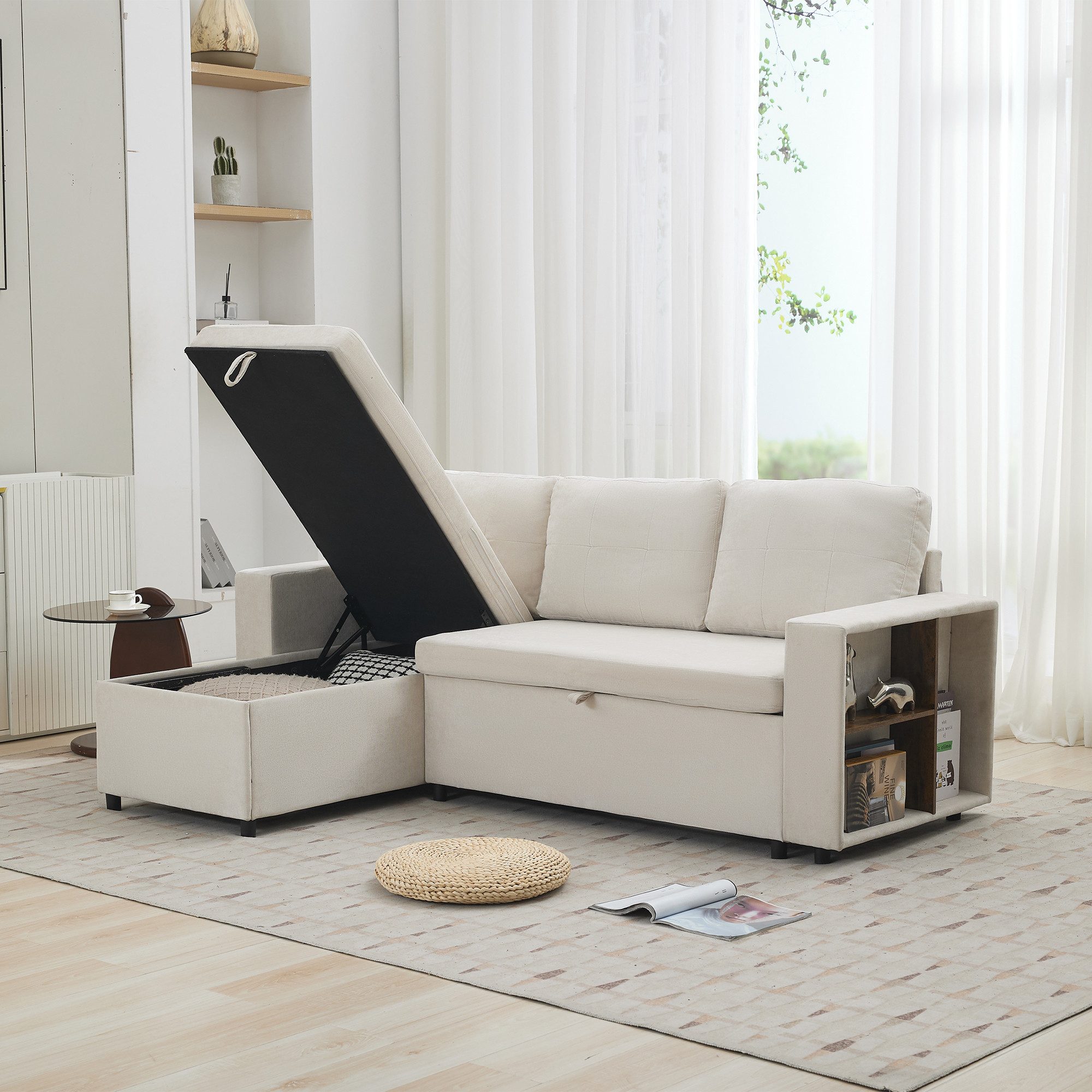 STILVORA Ecksofa L-Formiges Schlafsofa 3-Sitzer-Sofa Chaiselongue mit Stauraum, Chenillebezug, dick gepolstert, mit wechselbarer Chaiselongue, Für Wohnzimmer, Gästezimmer, Leseecken und kleine Wohnräume