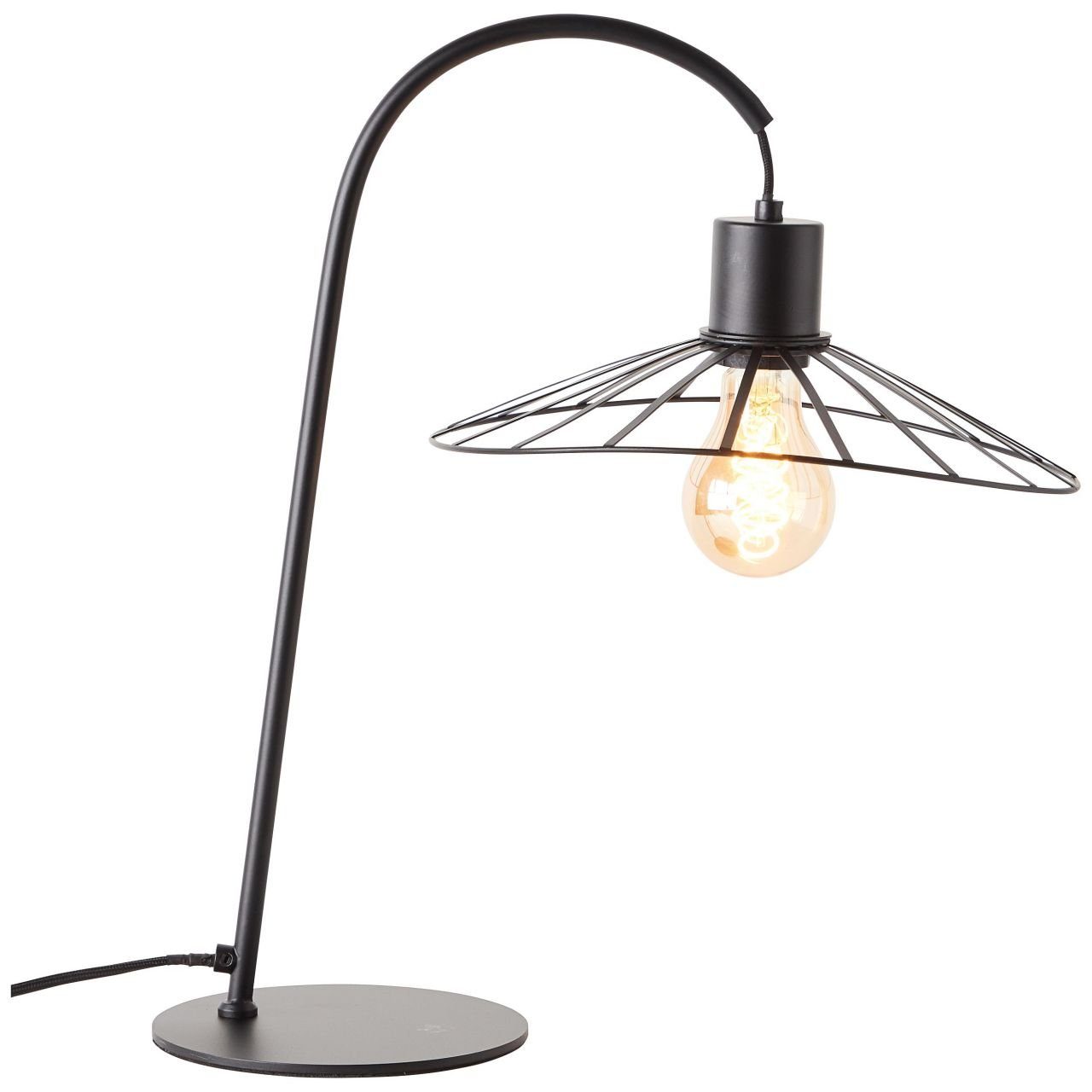 Brilliant Tischleuchte Leika, Lampe, Leika Tischleuchte schwarz matt, 1x A60,  E27, 52W, Mit Schnurzw