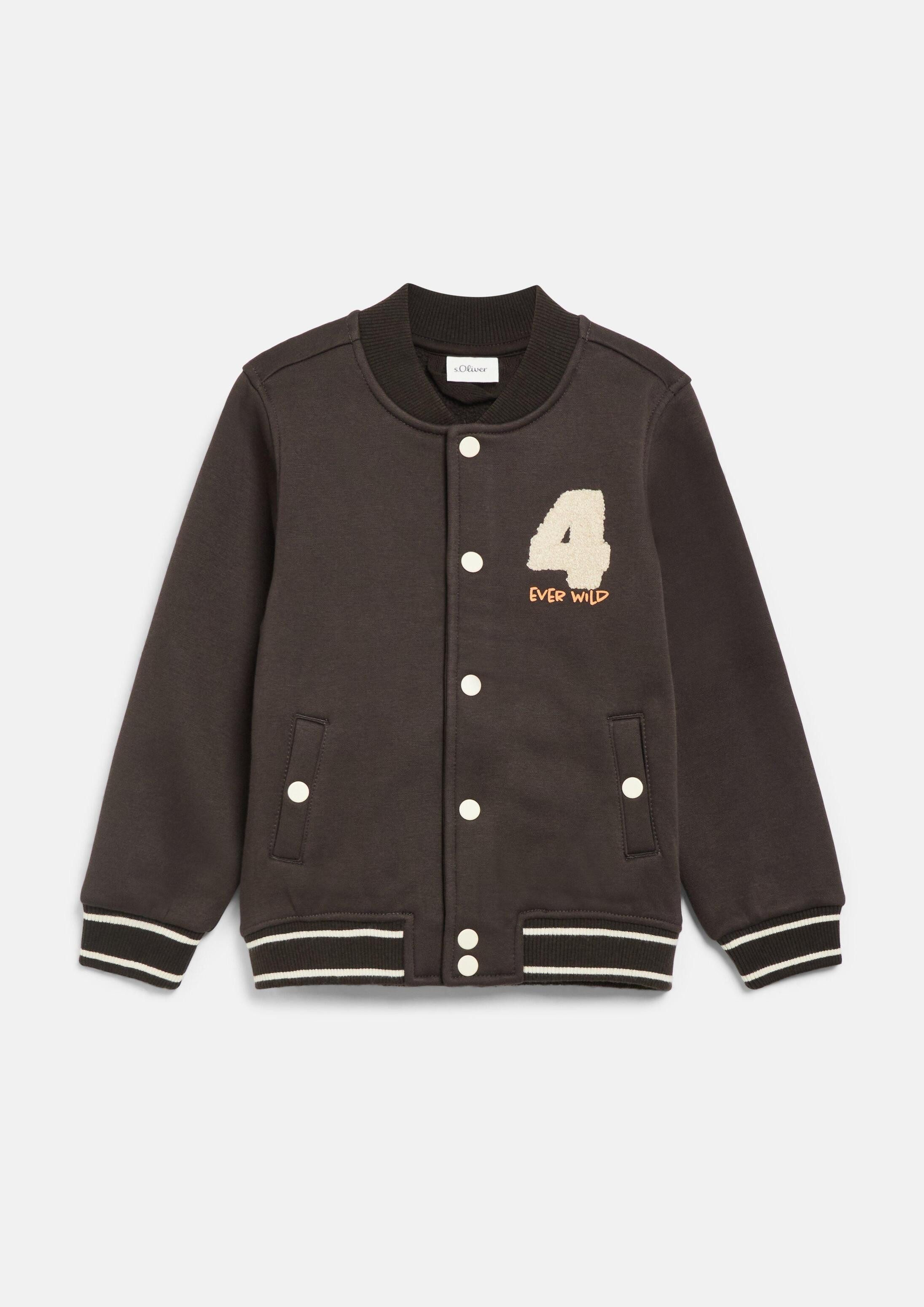 s.Oliver Sweatjacke Sweatshirt Jacke College-Jacke mit Fleece-Innenseite