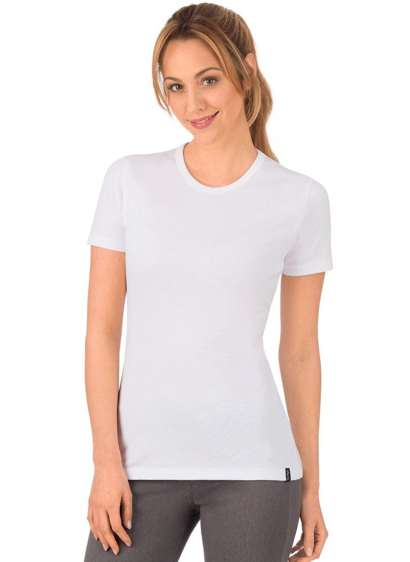 Trigema T-Shirt TRIGEMA T-Shirt aus Baumwolle/Elastan weiss
