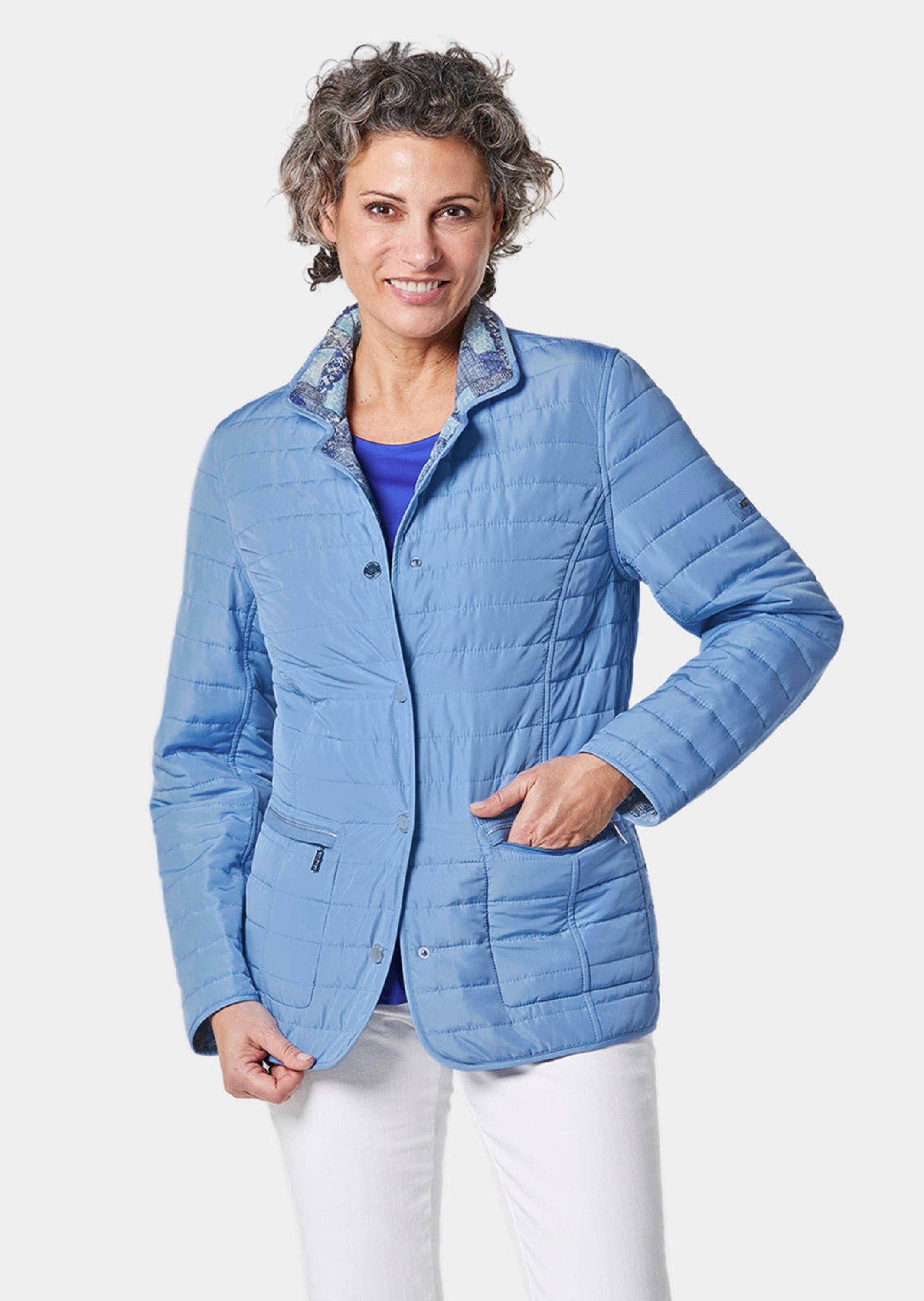 GOLDNER Steppjacke Kurzgröße: Leichte Druck-Steppjacke zum wenden riviera / geblümt