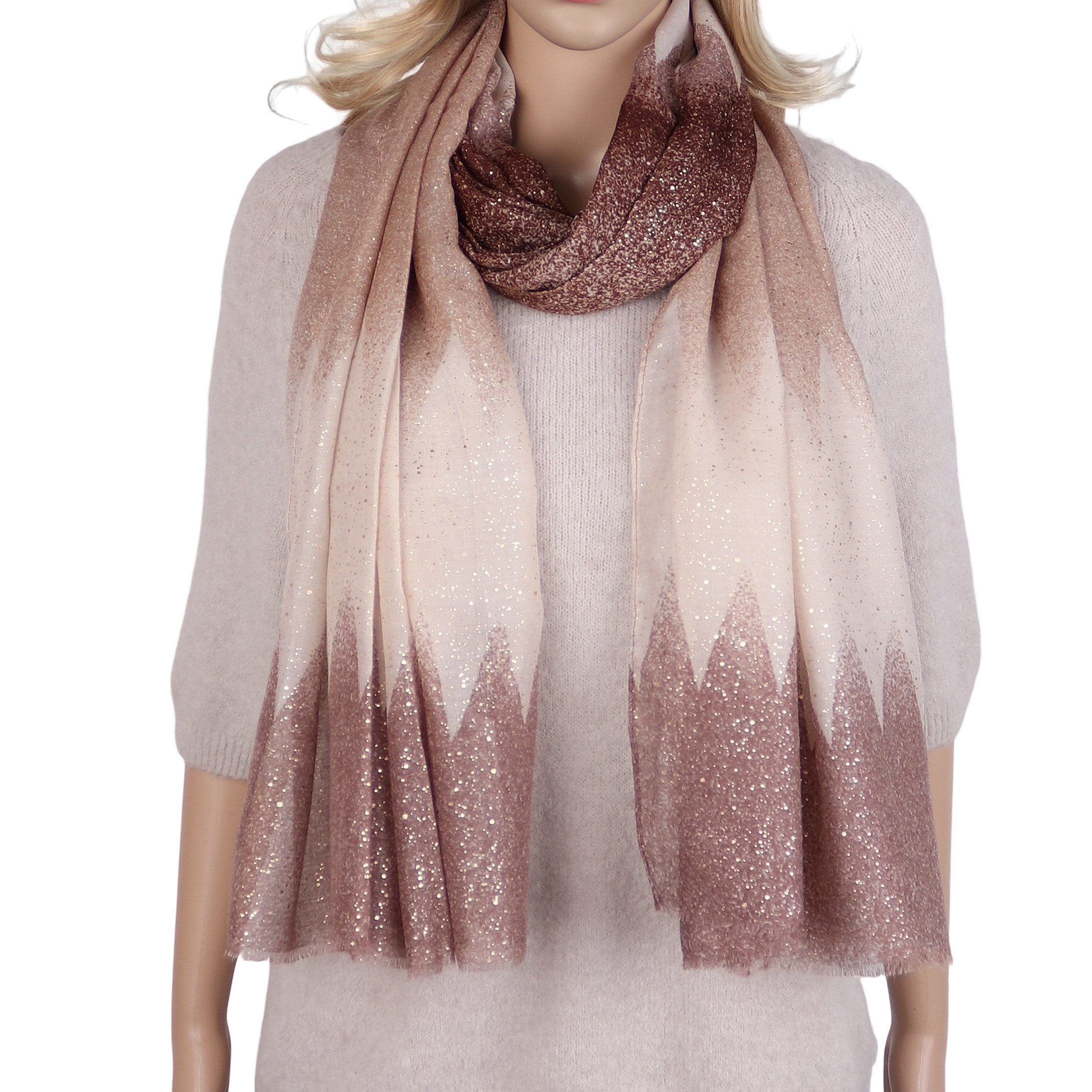MIRROSI Modeschal Damen Schal XXL 85x180 cm – Glitzerschal aus 100% Viskose, (Neue Kollektion herbst/Winter 2026), leichter Ganzjahresschal mit Farbverlauf