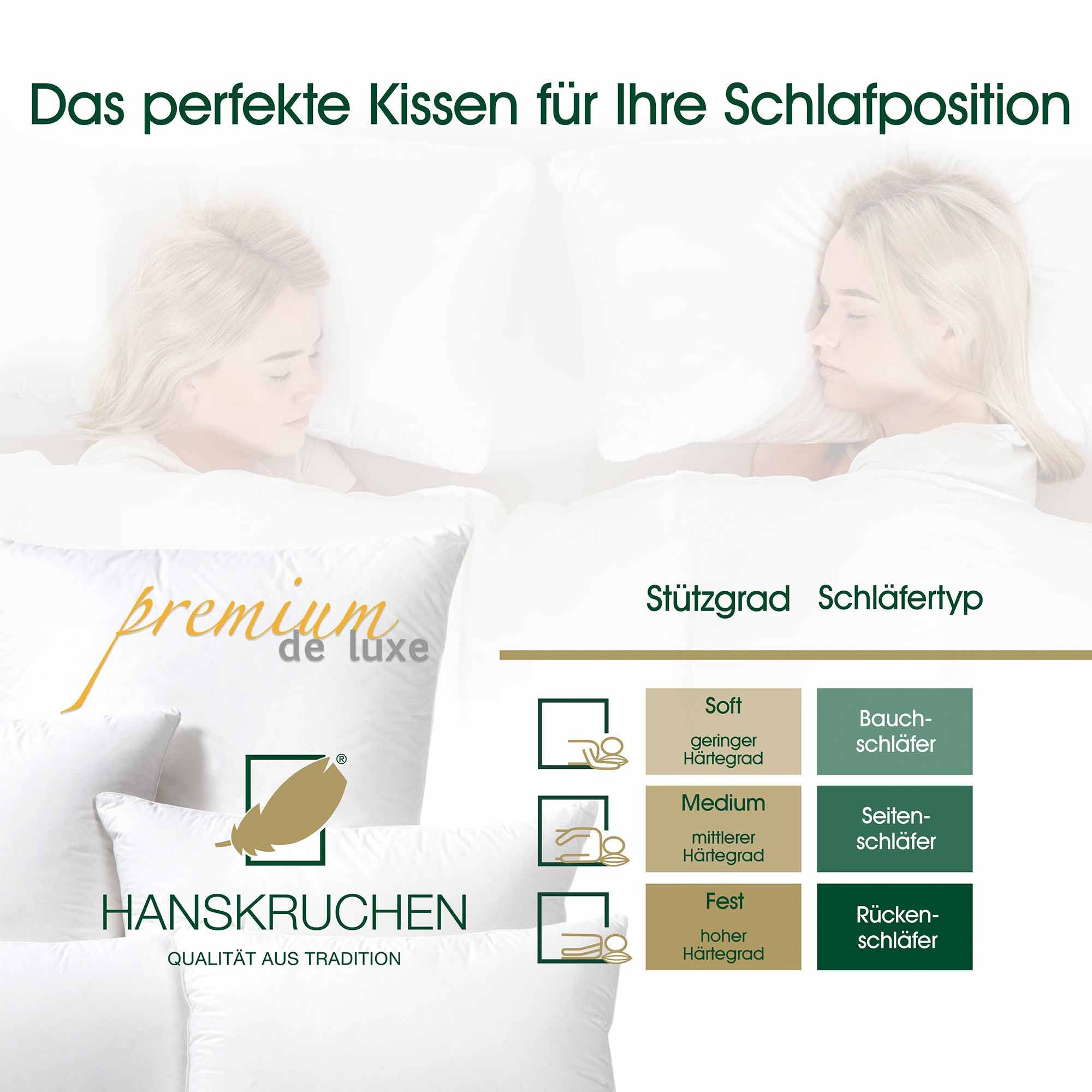HANSKRUCHEN Daunenkissen Premium de Luxe, Füllung: 90% Daunen, 10% Federn, günstig online kaufen