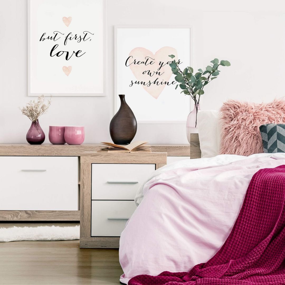 Poster Poster Set mit Holz Bilderrahmen Confetti & Cream Sunshine Love