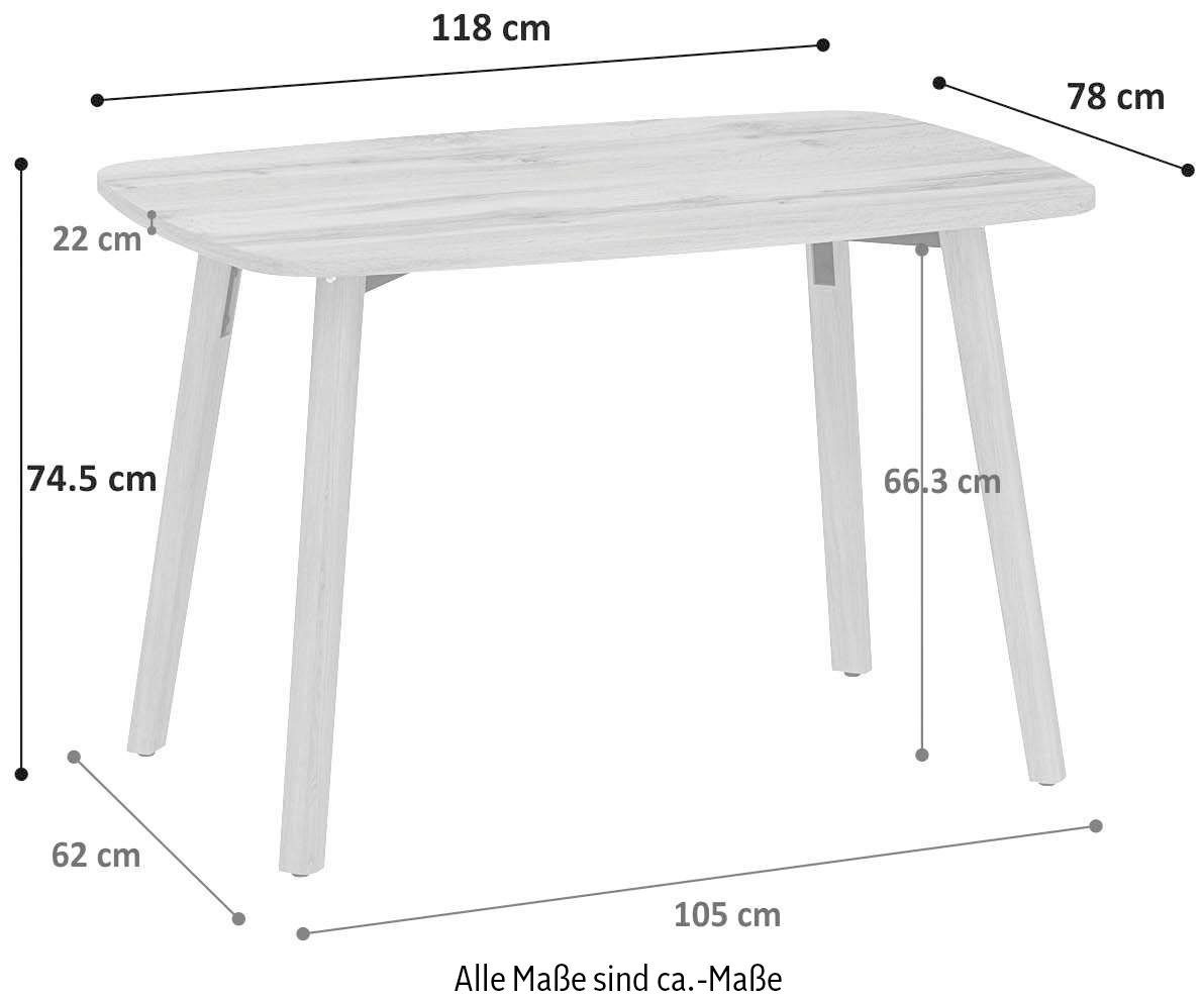 OTTO products Esstisch Füße Eiche massiv, Tables, aus 118 cm Breite