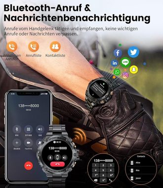 Lige Smartwatch (1,5 Zoll, Android iOS), Herren uhr mit Telefonfunktion Fitness Tracker mit 123 Sportmodi