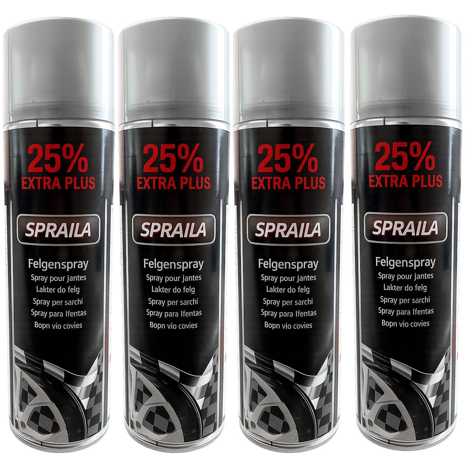 belton Sprühlack 4 x Spraila Auto Lackspray Dose Felgenspray Silber 500ml