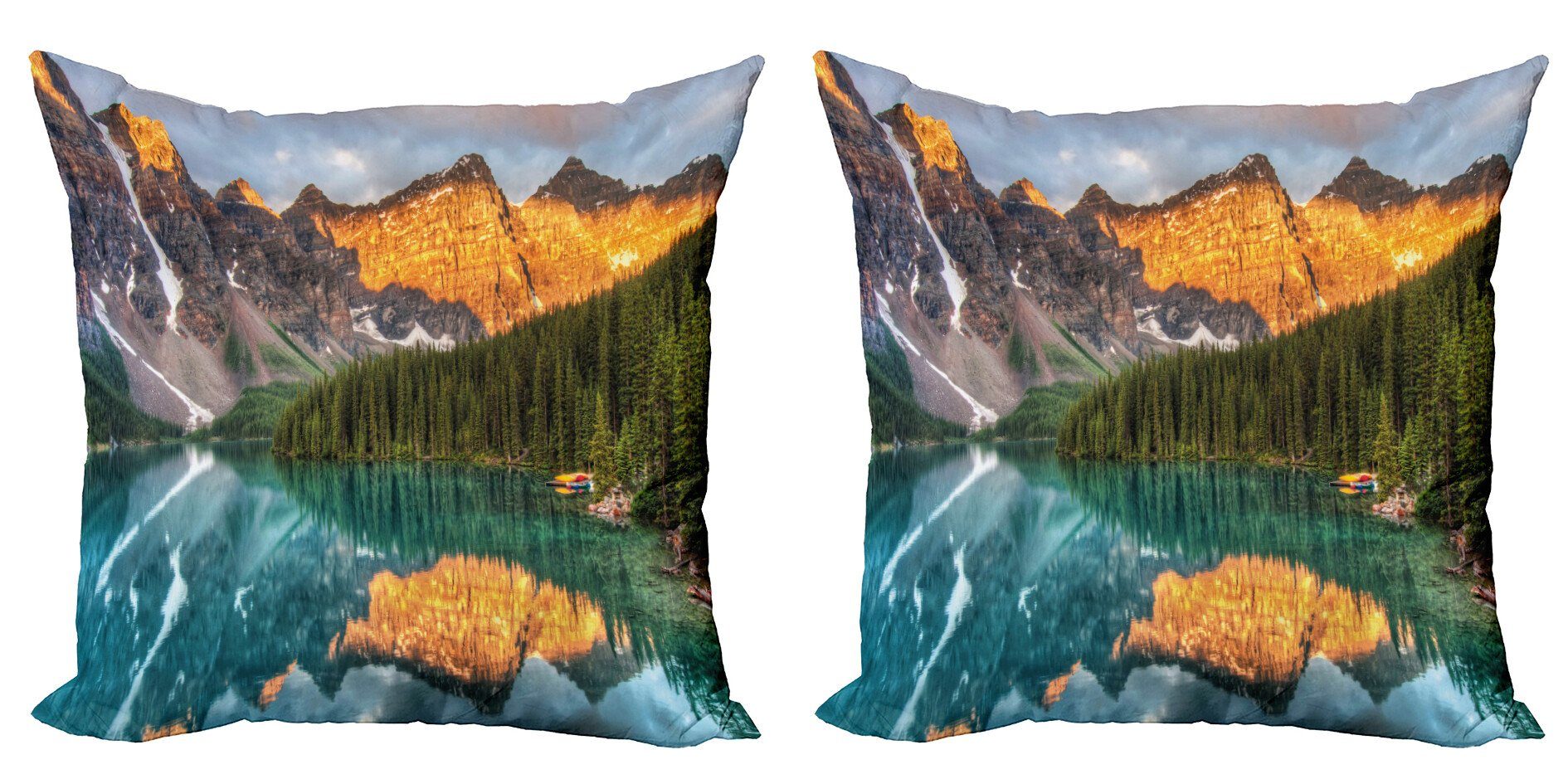 Canadian Moraine Doppelseitiger Wald (2 Lake Accent Kissenbezüge Stück), Abakuhaus Digitaldruck, Modern