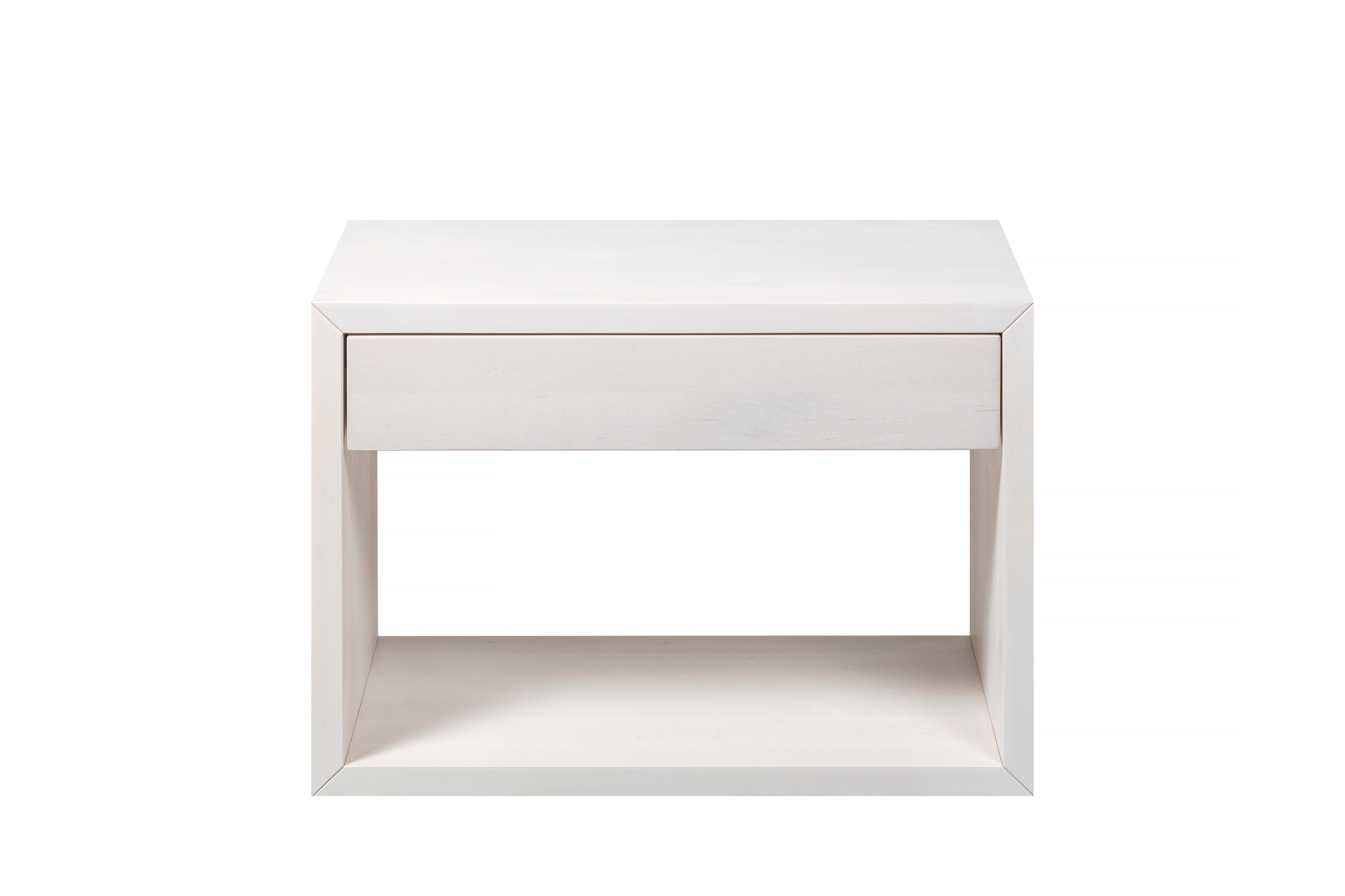 Woodek Design Nachttisch HUGO, breite und schwebende Nachtschränke aus Massivholz (Ablagetische aus weißer Buche, 2-St., funktionale Wandregale), hängende Nachtkonsolen mit Schublade und Ablage