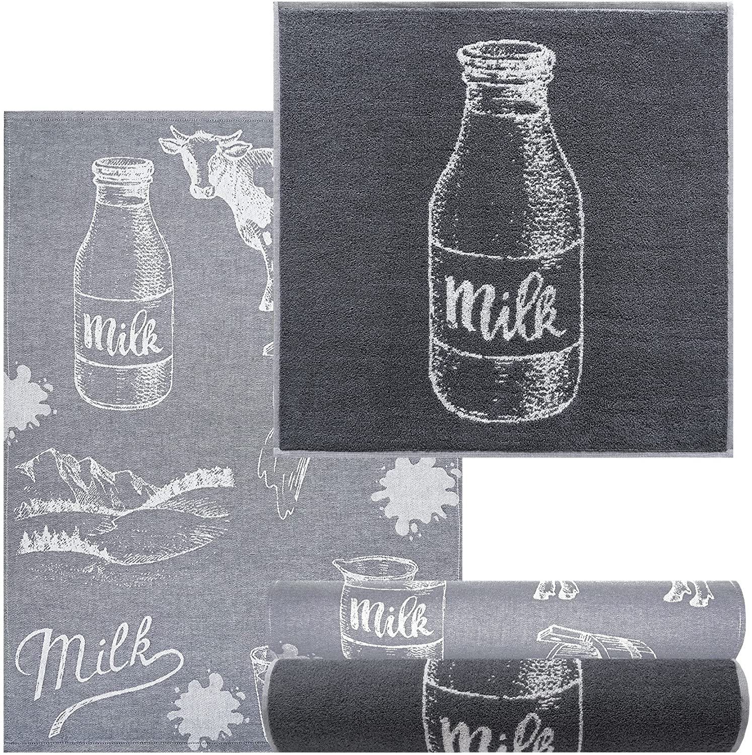 Lashuma Handtuch Set Milch, Frottee (4-St), graue Geschirrtücher saugstark günstig online kaufen