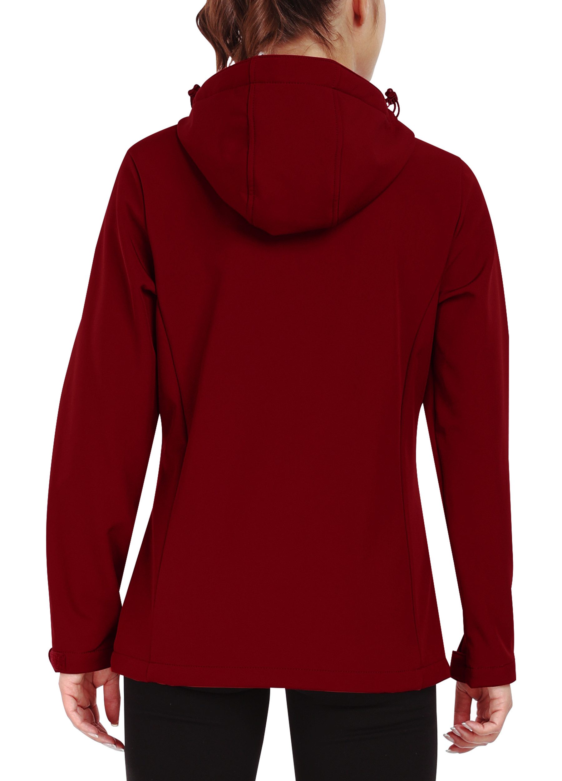 ATLASLAVA Softshelljacke Damen Wasserdichte Übergangsjacke Atmungsaktive Regenjacke Winddichte Jacke Gefüttert Kapuze für Outdoor Wandern – Bild 3 von 5
