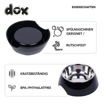DDOXX Futternapf Hunde- & Katzenfressnapf, rutschfest, Edelstahl & Melamin, Schwarz 700 Ml