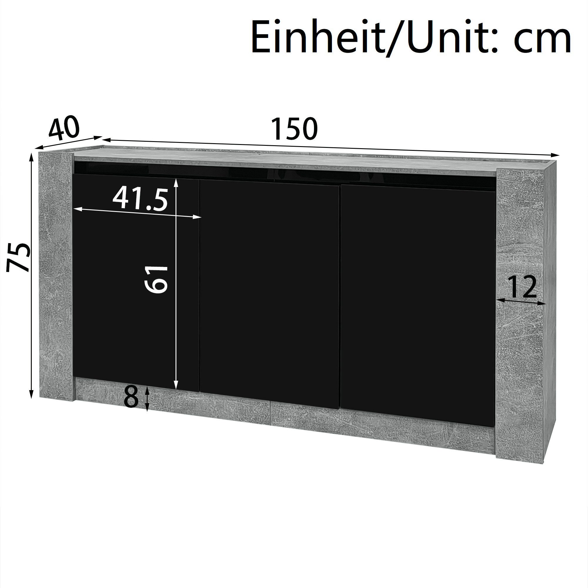 Ulife Sideboard Wohnzimmerschrank, Hochglanz farblich passender günstig online kaufen