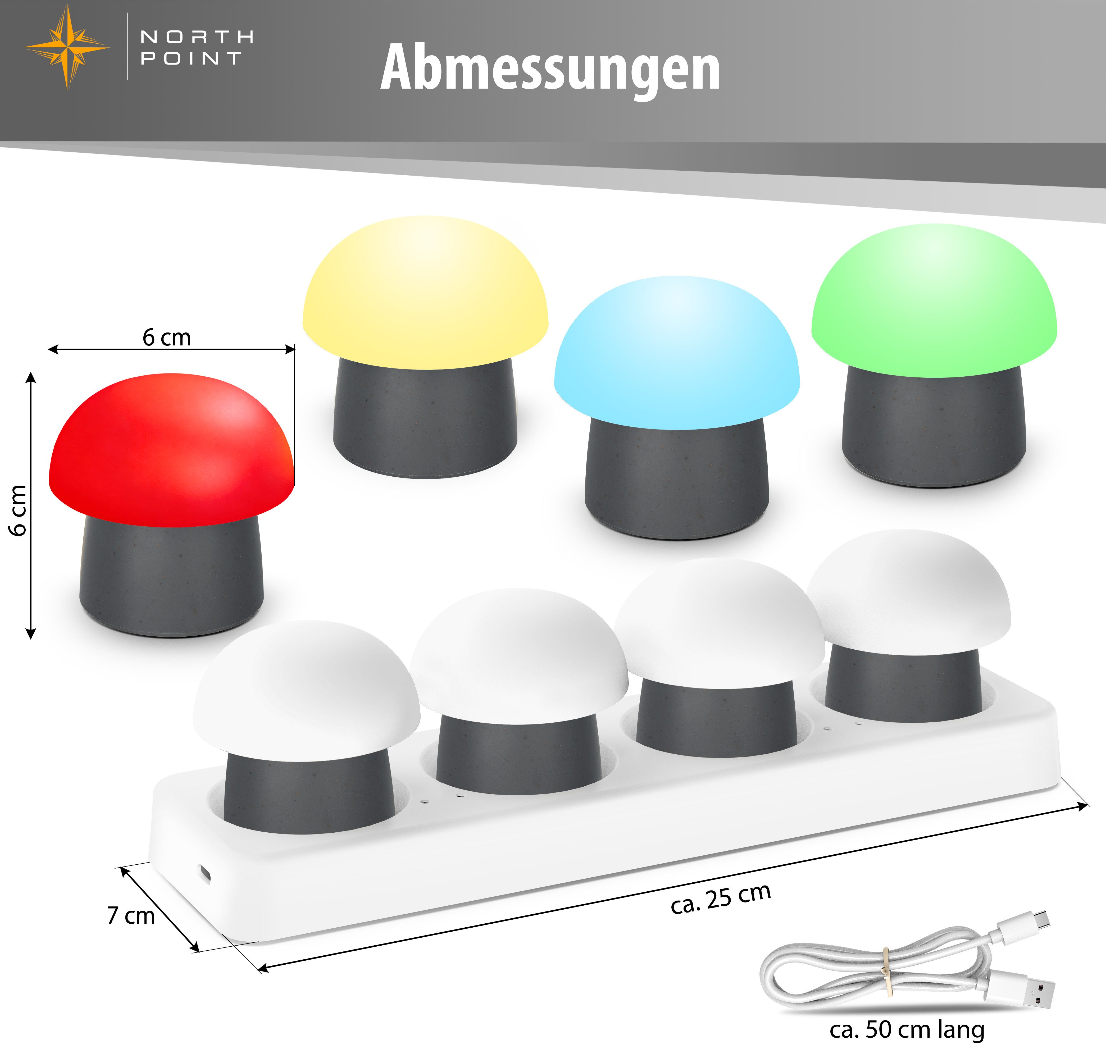 Northpoint LED Dekolicht Mushroom Lounge Lights LED-Pilzleuchten USB-C IP44 – Bild 3 von 5