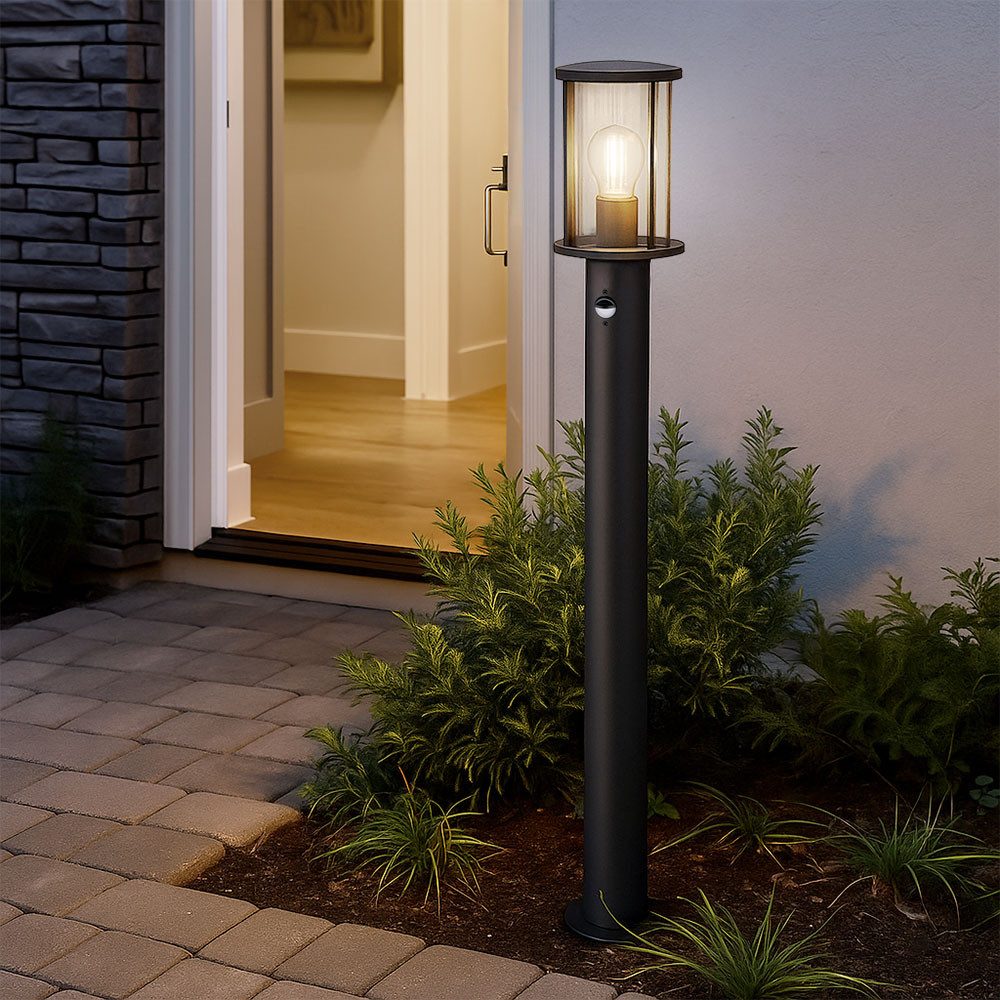GLOBO LIGHTING Außen-Stehlampe, Leuchtmittel nicht inklusive, Außenlampe Stehlampe Wegeleuchte Außenlaterne Edelstahl Rauchglas E27