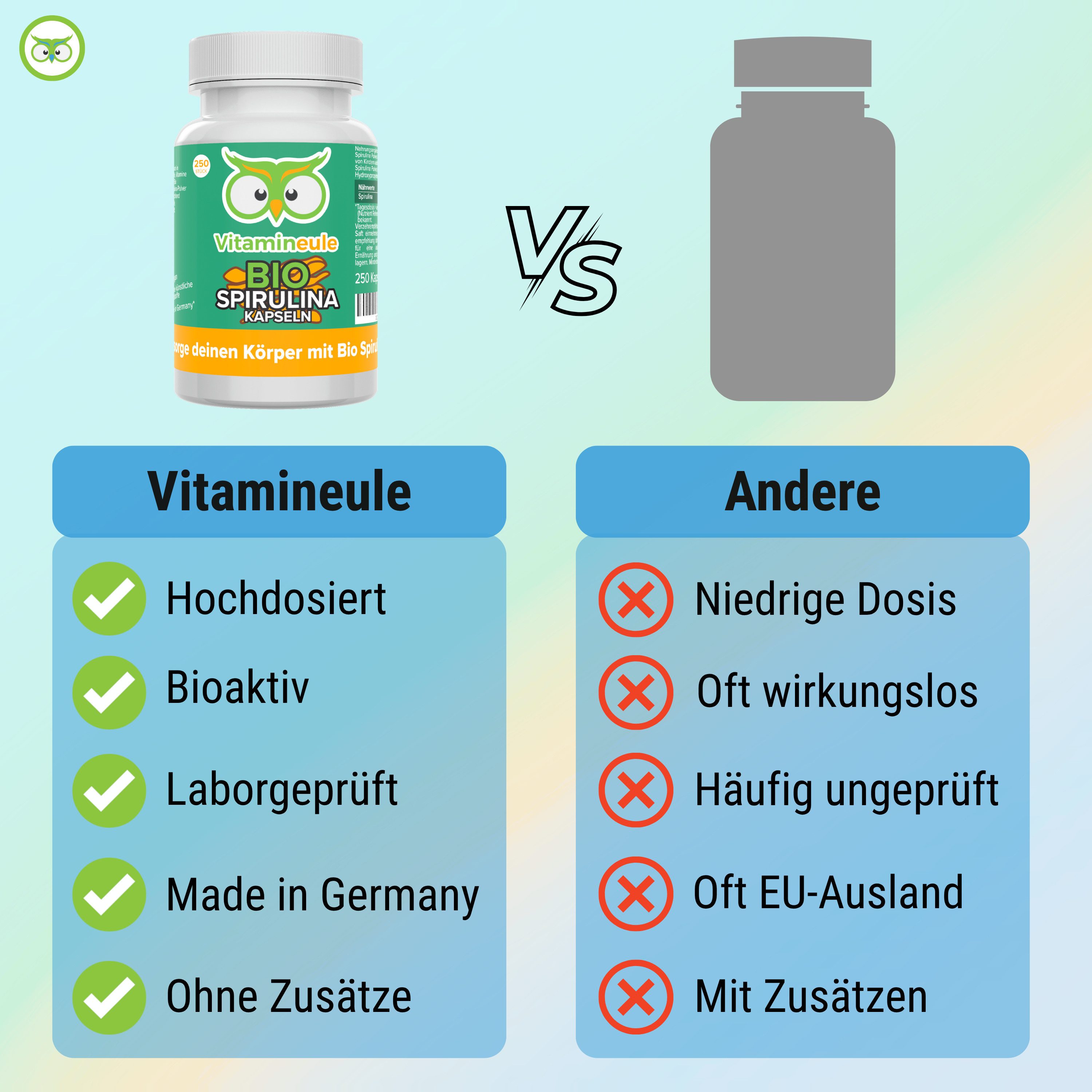 Vitamineule Bio Spirulina Kapseln - 500 mg Pulver - Kapsel