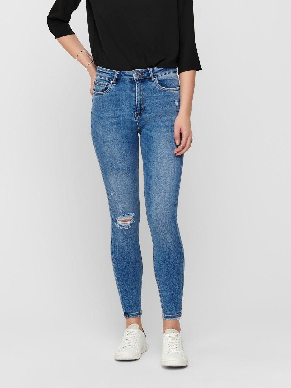 ONLY High-waist-Jeans ONLMILA, Leichte Destroyed Details