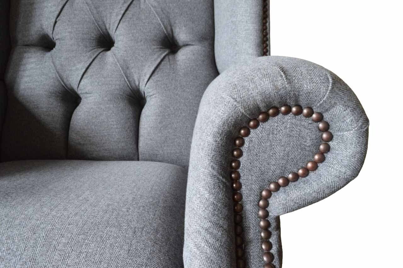 Ohrensessel Chesterfield Ohrensessel 1 Sofa In Made Grau, Sitzer JVmoebel Couch Europe Polster
