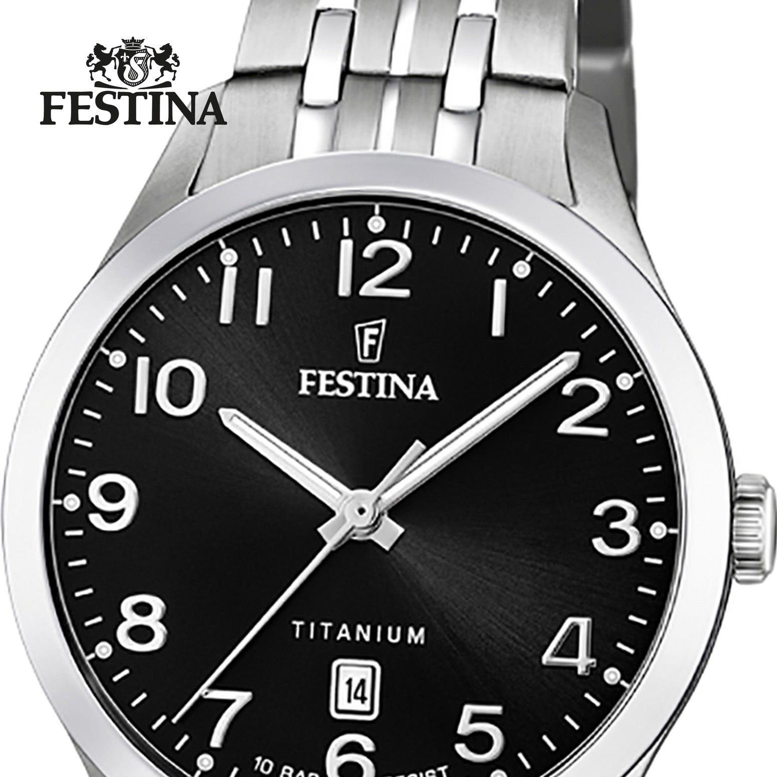 Festina Armbanduhr Damen Analog Uhr Titan, F20468/3 Festina Damen rund, silber Quarzuhr Titanarmband