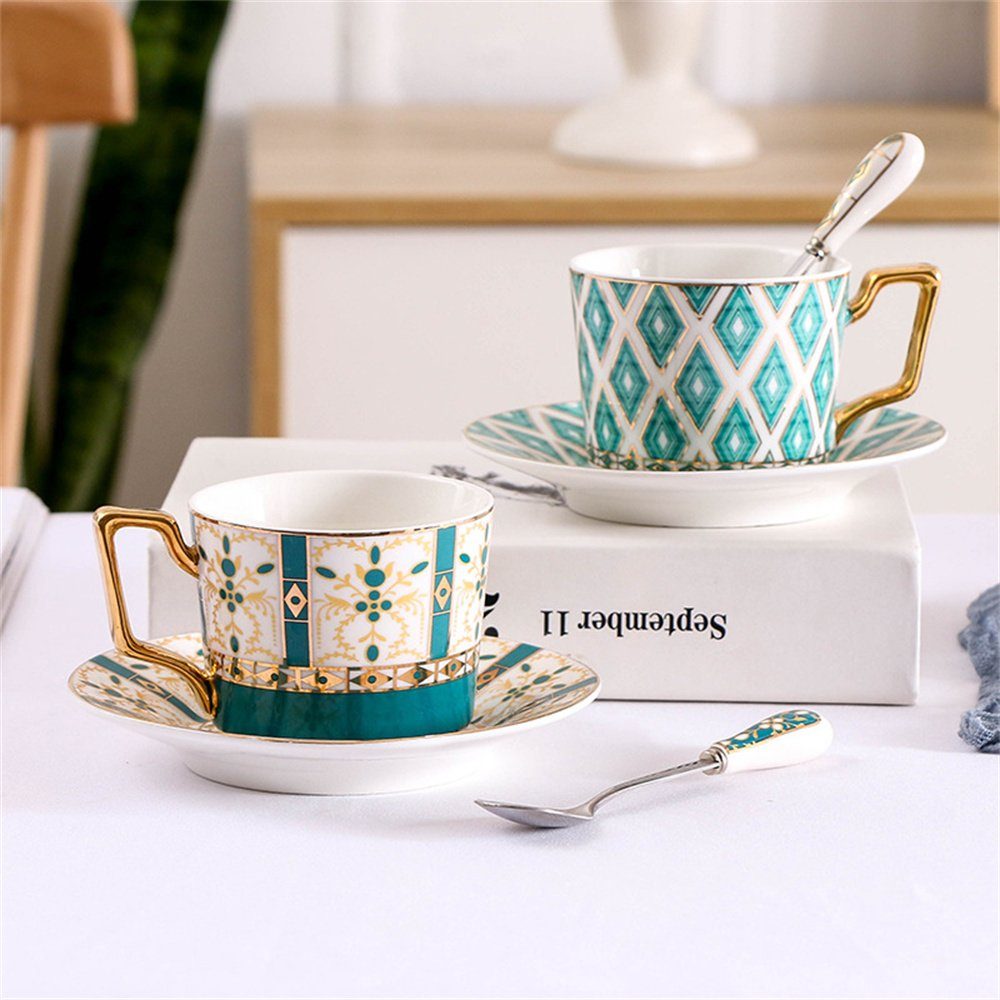 Dekorative Kaffeeservice Kaffeebecher-Geschenkset, Keramik-Kaffeebecher-Set und mit Löffel, Set Teetasse (1-tlg), Untertassen Teetasse Ceramic
