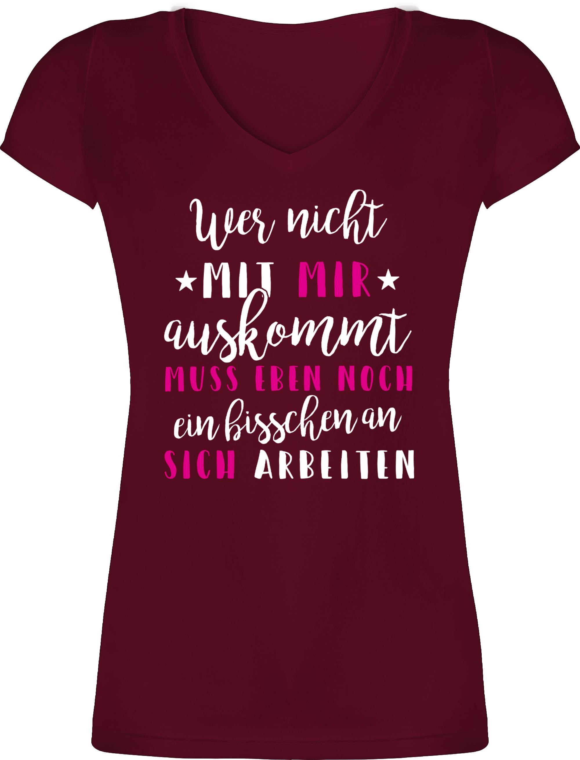 Shirtracer T-Shirt »Wer mit mir nicht auskommt - rosa - Sprüche Statement  mit Spruch - Damen T-Shirt mit V-Ausschnitt« Spruchshirt mit Sprüchen  online kaufen | OTTO