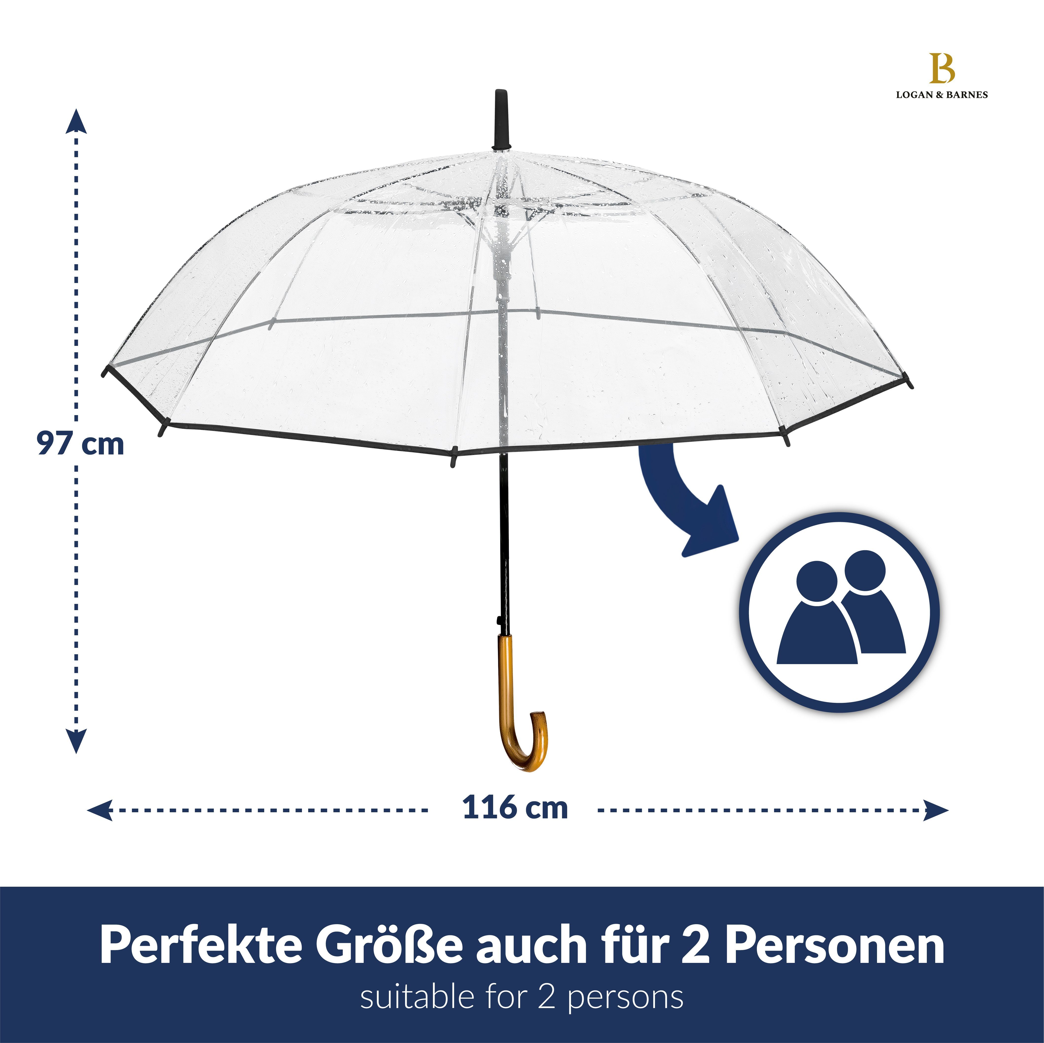 Logan & Barnes Stockregenschirm Transparent Cardiff, Sturmfest – Bild 5 von 5