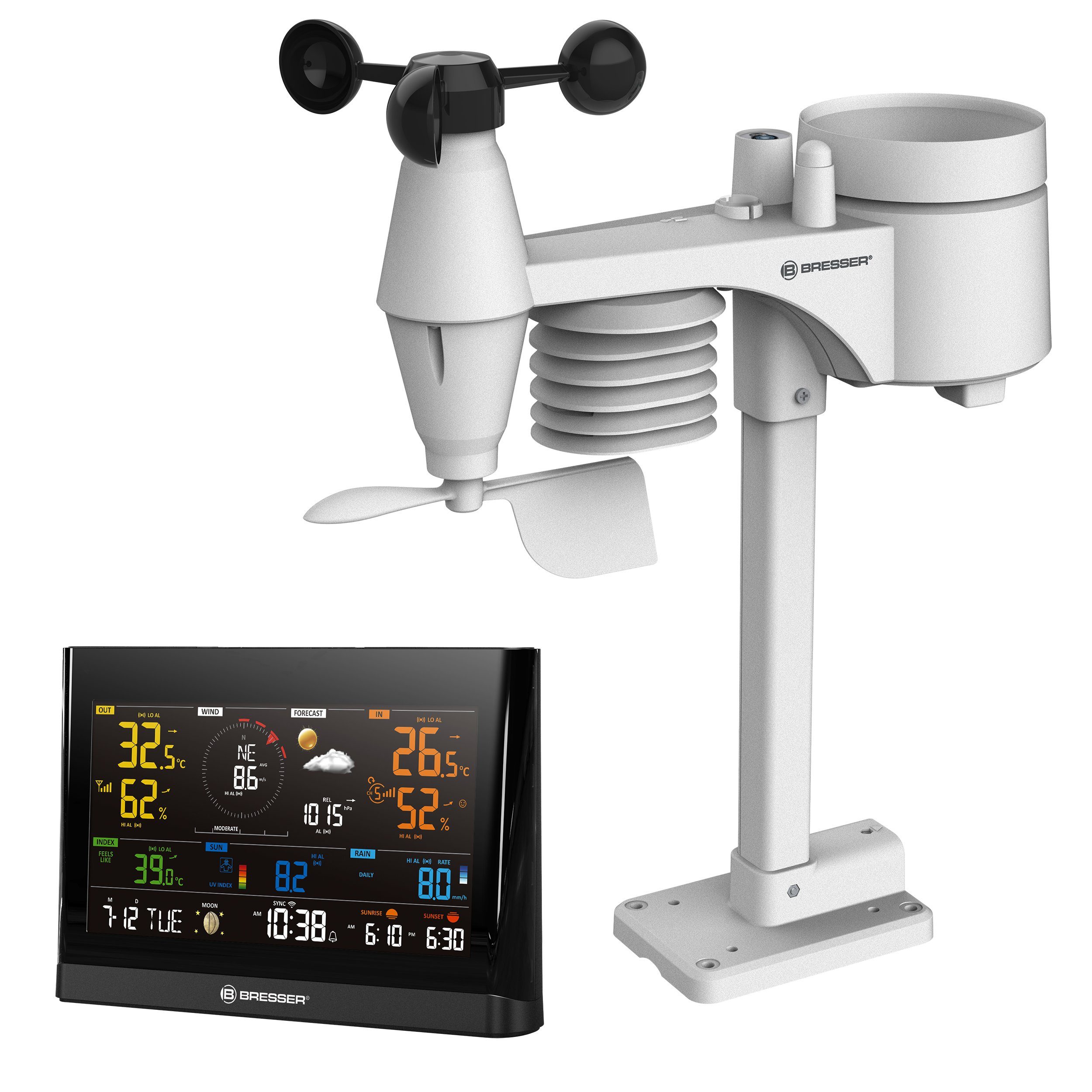 BRESSER BRESSER WLAN Comfort Wetterstation mit 7-in-1-Profi-Sensor und modern… Wetterstation