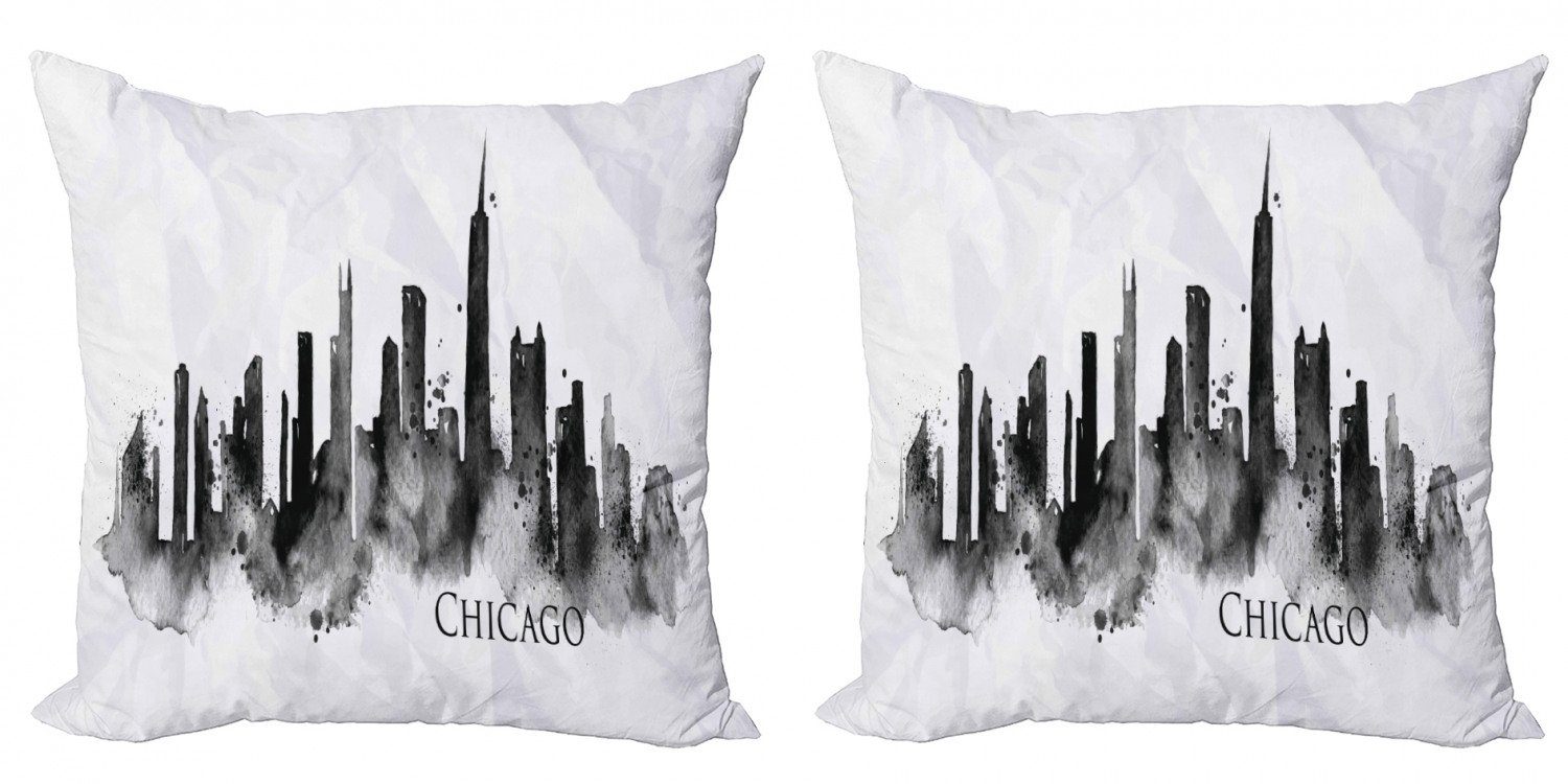 Kissenbezüge Modern Accent Landschaft (2 Grunge Chicago Abakuhaus Doppelseitiger Stück), Digitaldruck