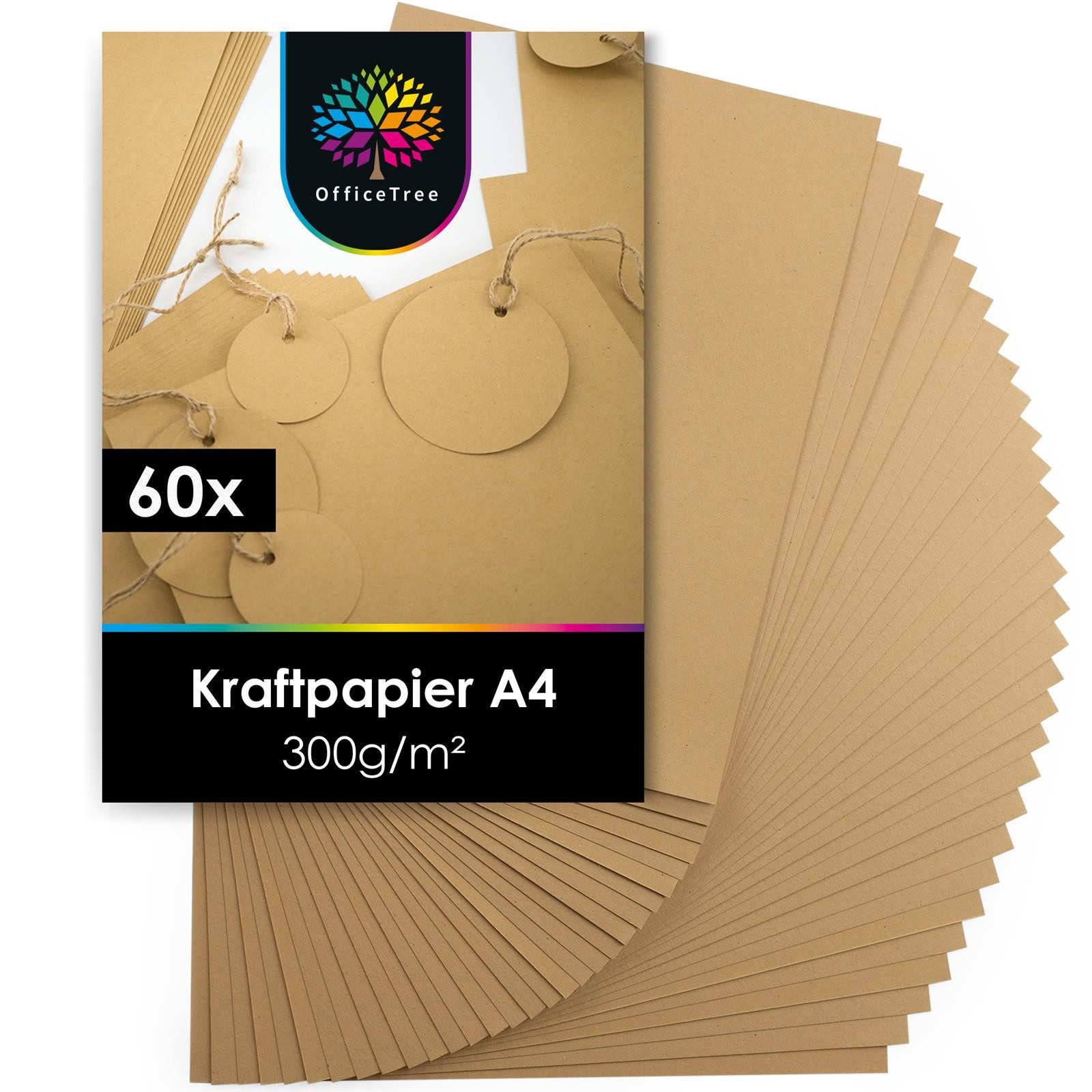 OfficeTree Kraftpapier Kraftpapier 60 Blätter Craftpaper DIN A4 - 300g, für Lettering und Kalligrafie