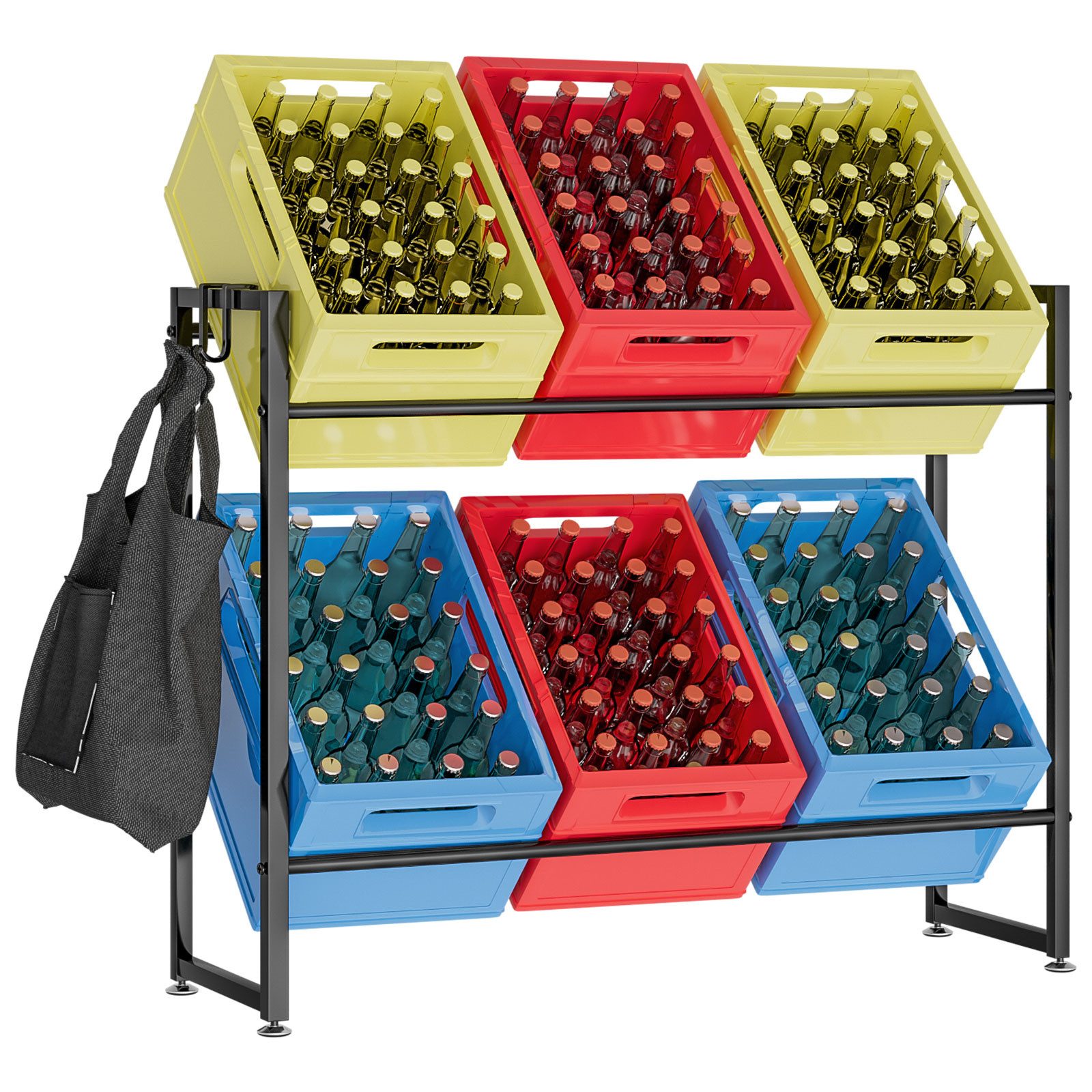 Yorbay Flaschenregal Getränkekistenregal für 6 Kisten Freistehend Kastenstä günstig online kaufen