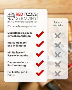 Red Tools Messschieber Digital - Messwerkzeug mit LCD-Display - 0-150 mm / 0-6 Zoll