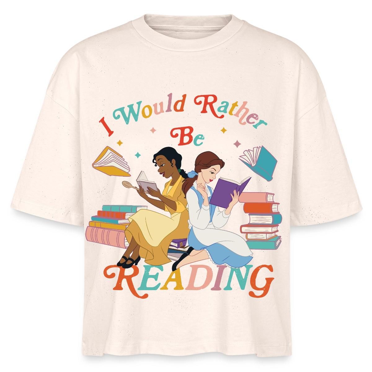 Spreadshirt T-Shirt Prinzessin Tiana & Belle Rather Be Reading Boxy Shirt Damen (1-tlg)