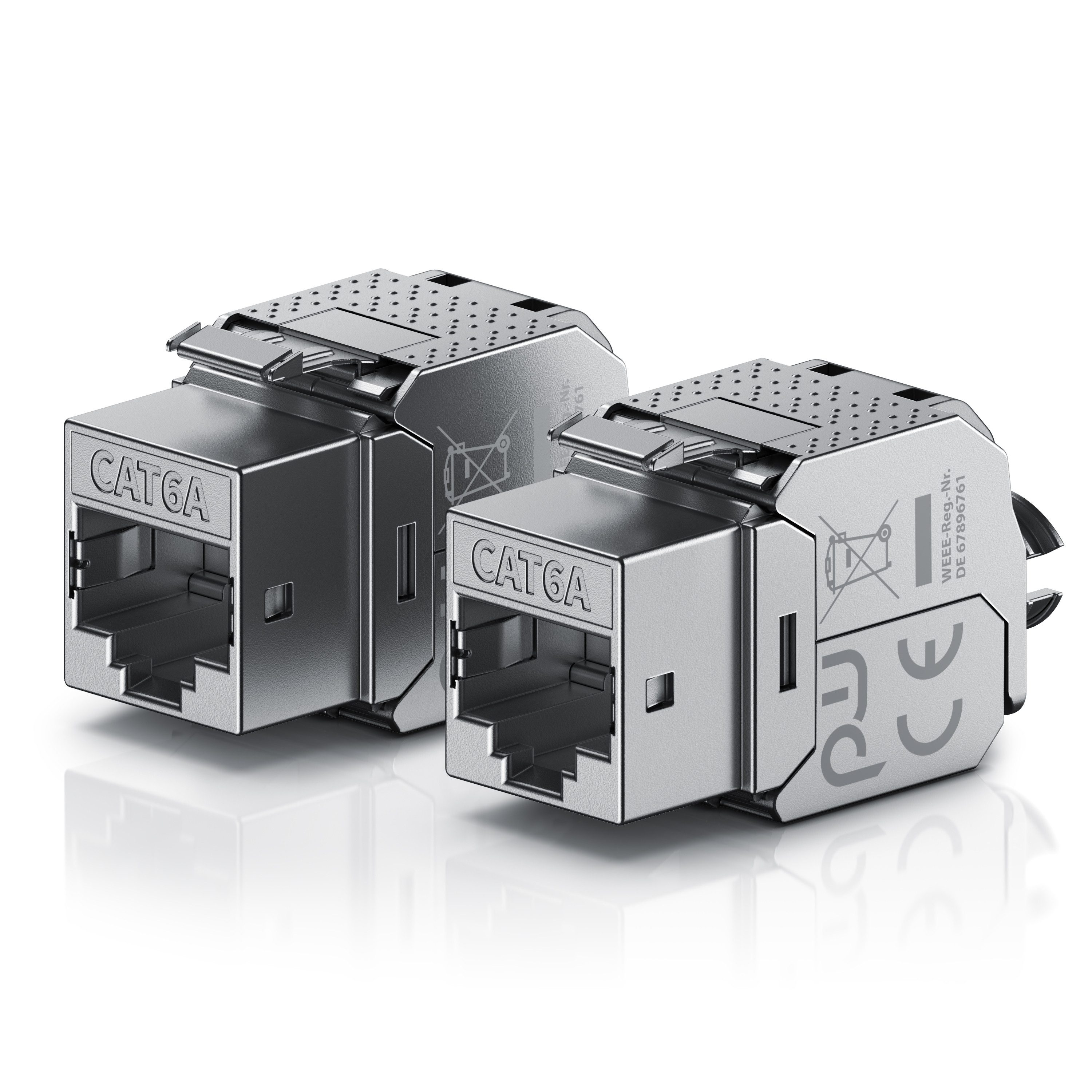 Primewire CAT.6a Keystone Modul für LAN Kabel, RJ45 Buchse, feldkonfektionierbar Netzwerk-Adapter RJ-45 (Ethernet), Buchse zu Netzwerkkabel, Ethernet Stecker bis 10000 Mbit/s, farbcodiert, werkzeuglose Montage